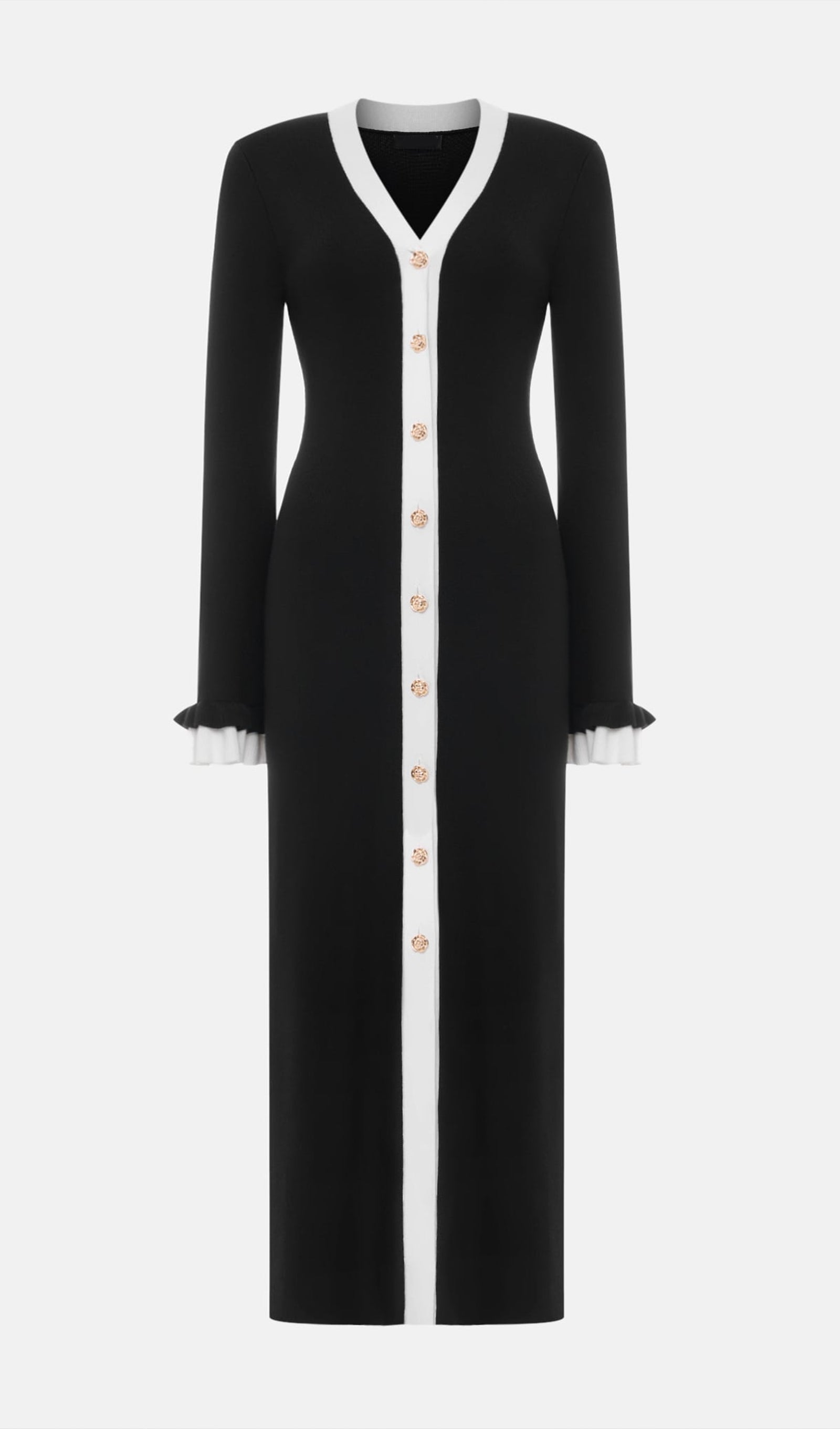 Knitted Contrasting Cuffs Maxi Dress