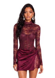 Midikleid in A-Linie mit Blumenmuster und Laternenärmeln