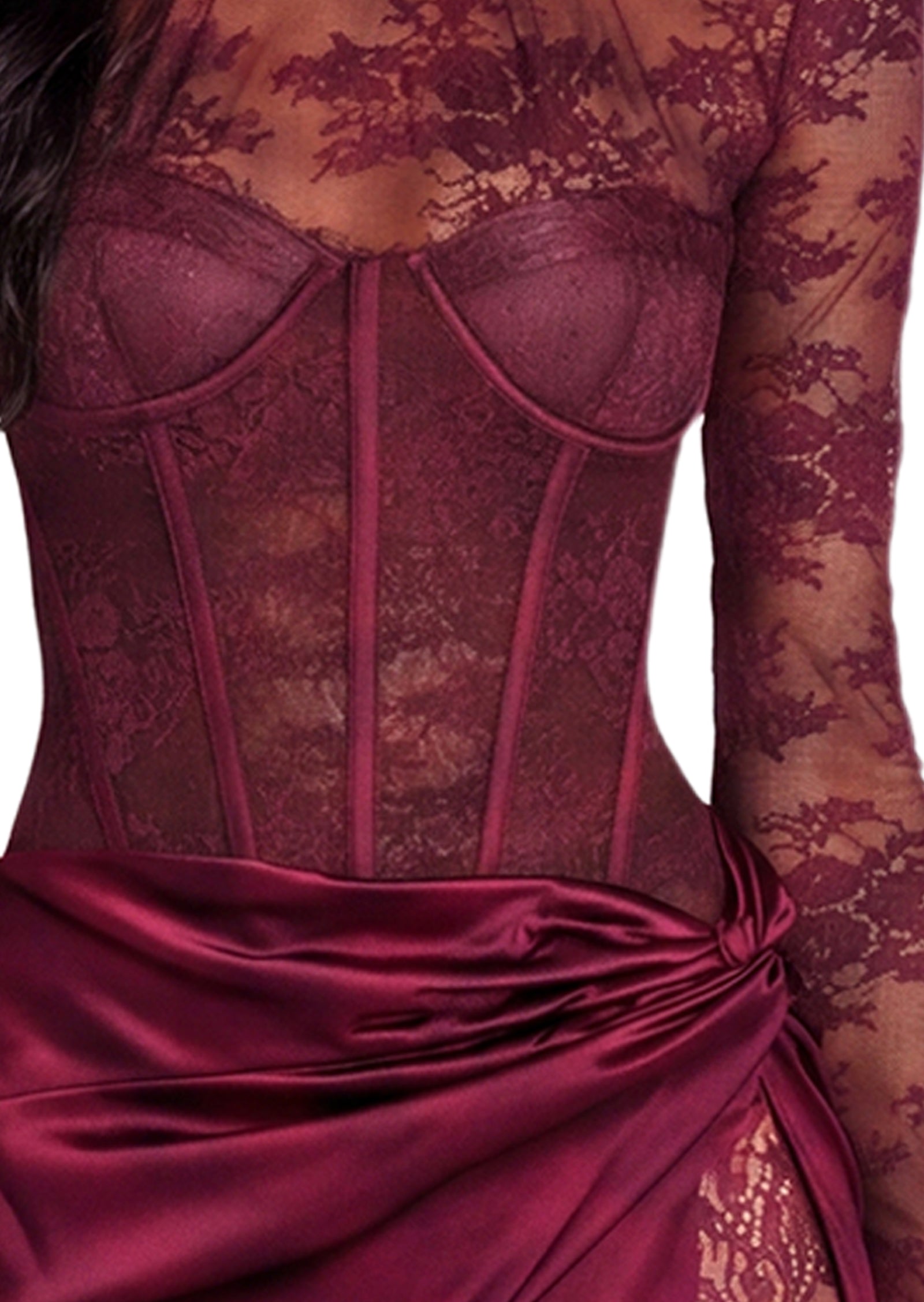 Midikleid in A-Linie mit Blumenmuster und Laternenärmeln