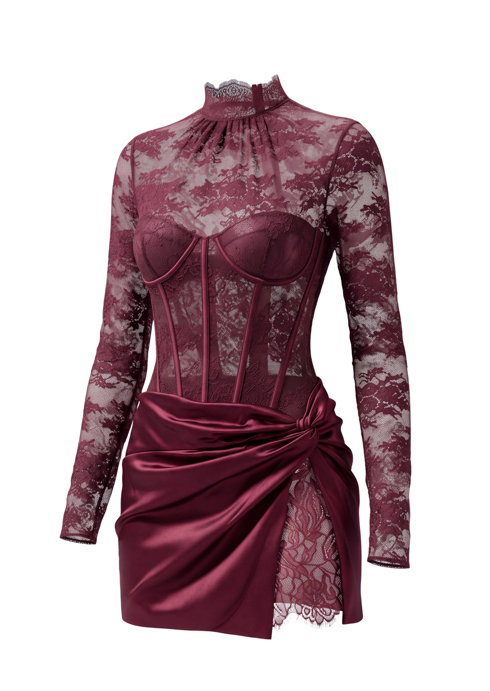 Midikleid in A-Linie mit Blumenmuster und Laternenärmeln