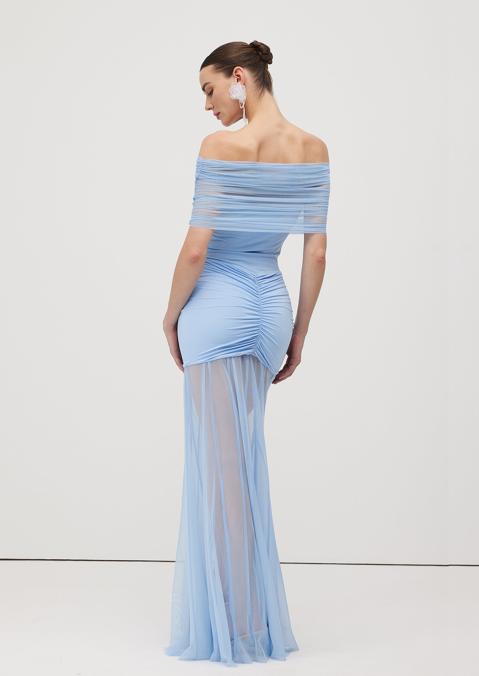 Slinky Off Shoulder Maxi Dress