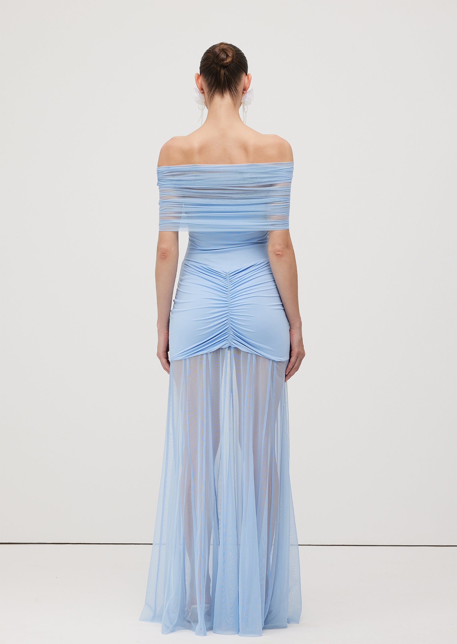 Slinky Off Shoulder Maxi Dress