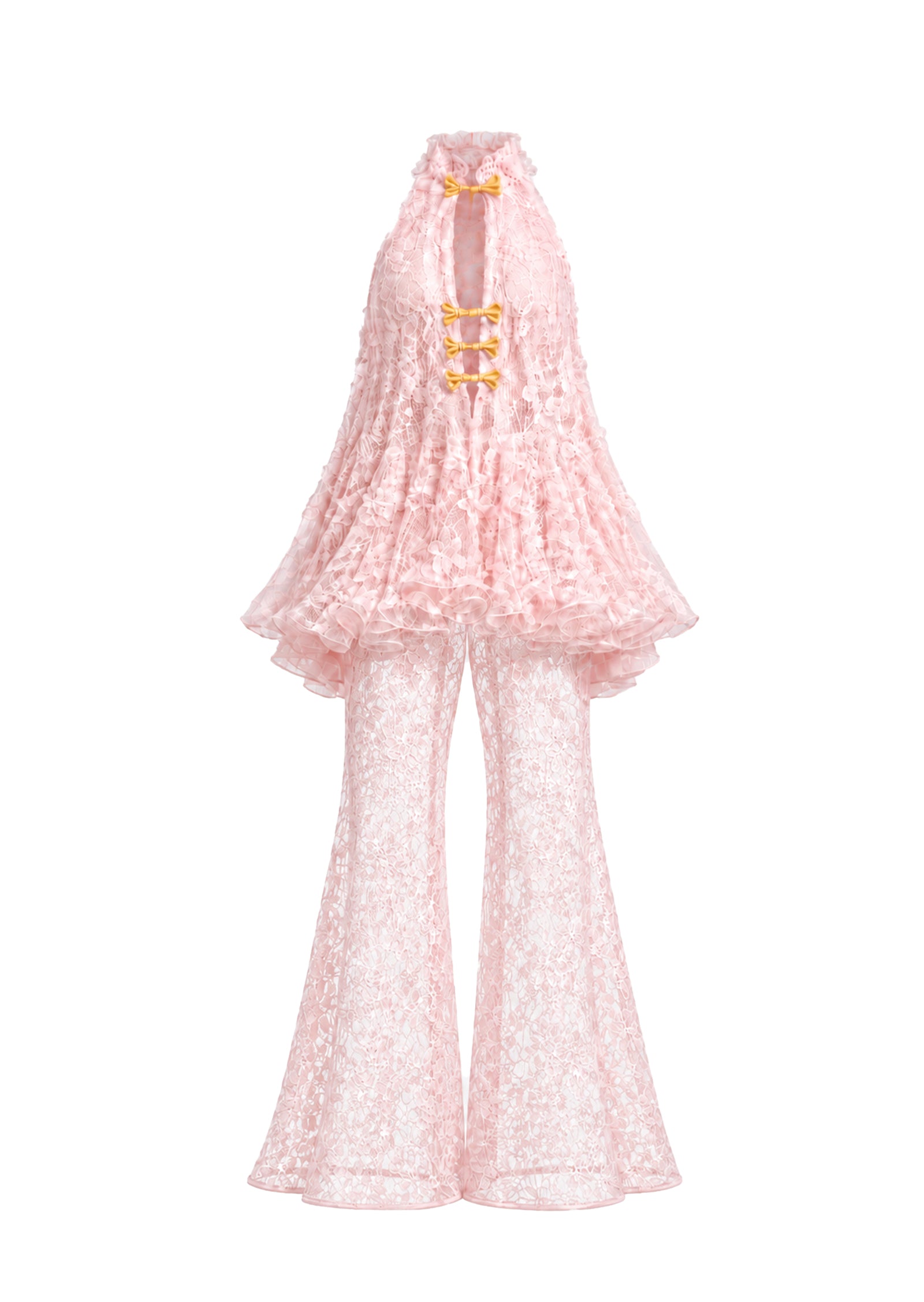 Midikleid in A-Linie mit Blumenmuster und Laternenärmeln