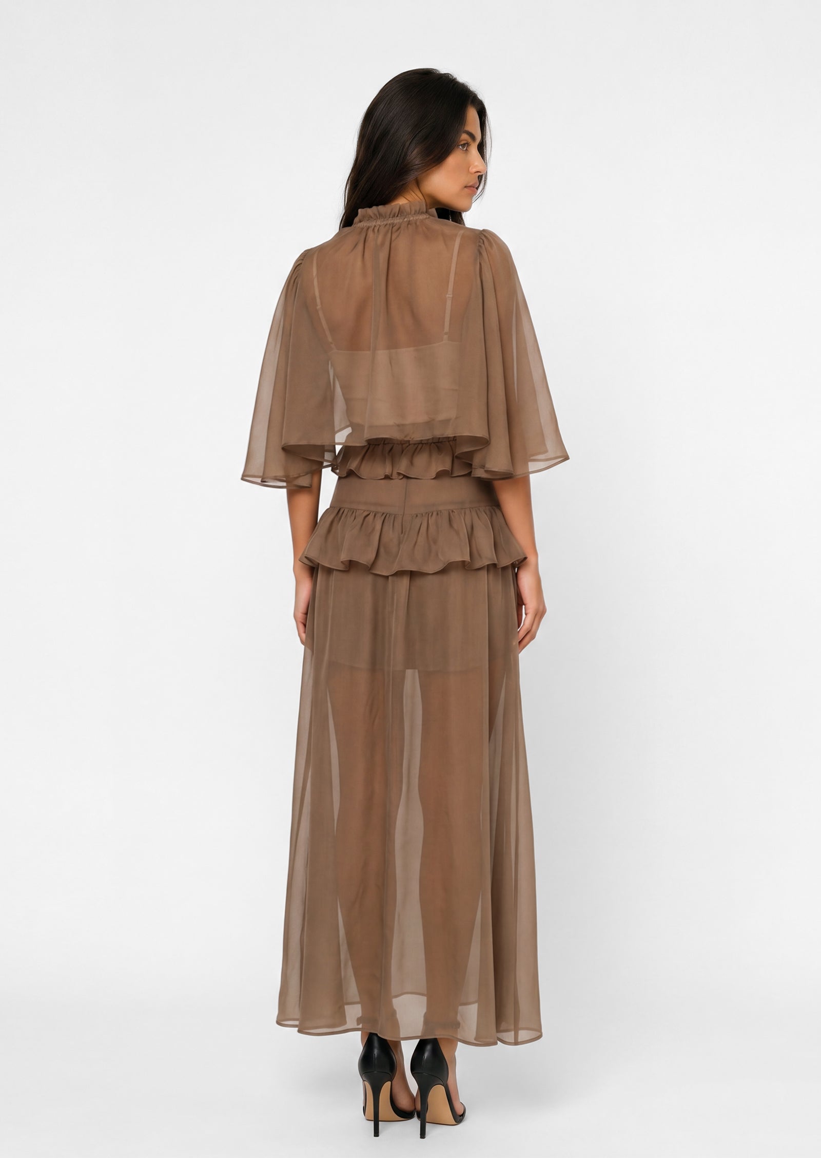 Dale Sem-Sheer Ruffled Skirt Two Piece Set