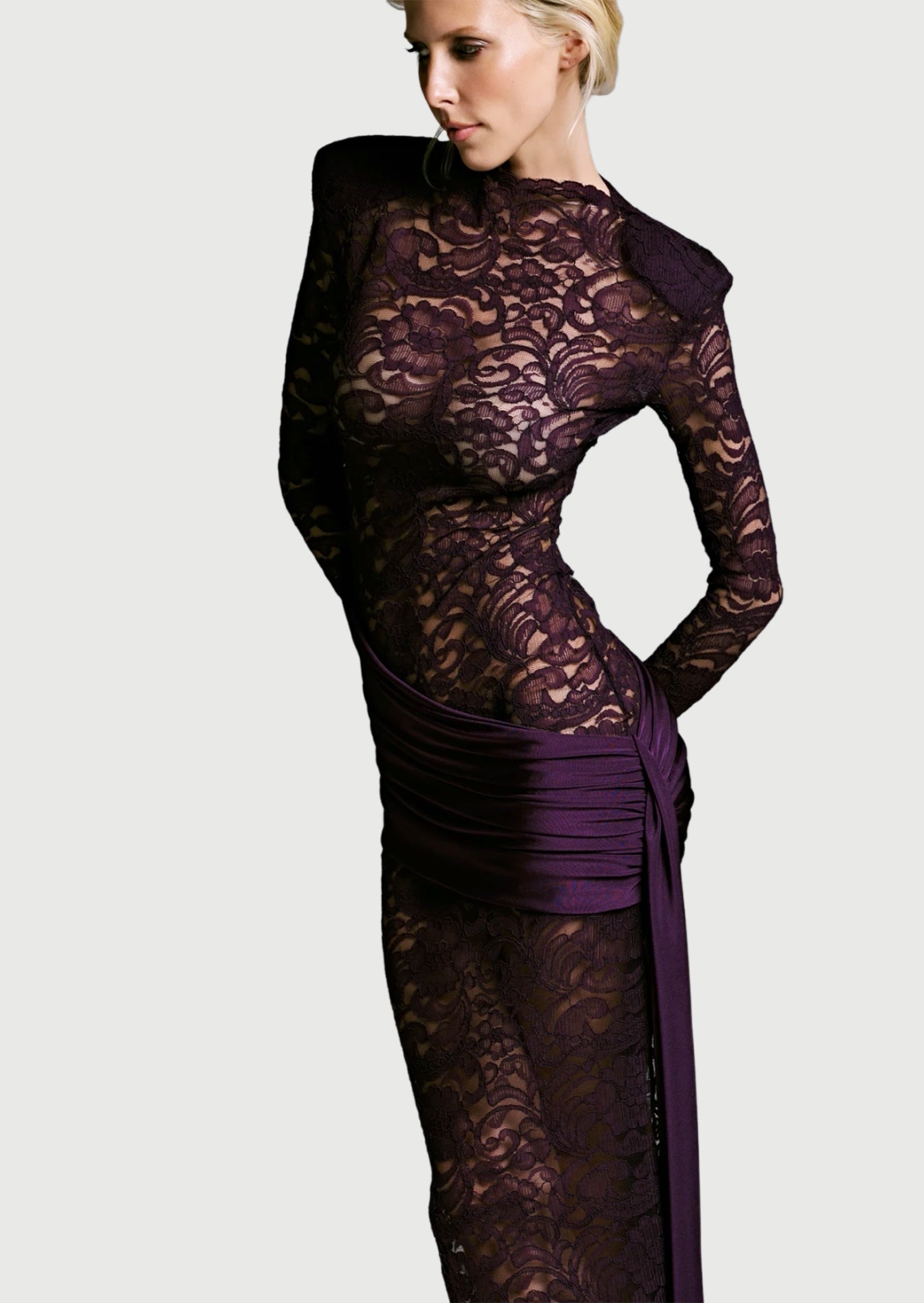 Midikleid in A-Linie mit Blumenmuster und Laternenärmeln