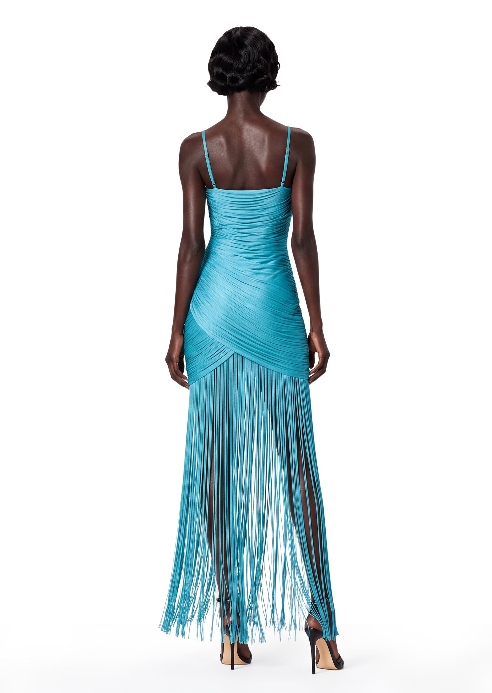 Beatus Ruched  Fringe Maxi Dress