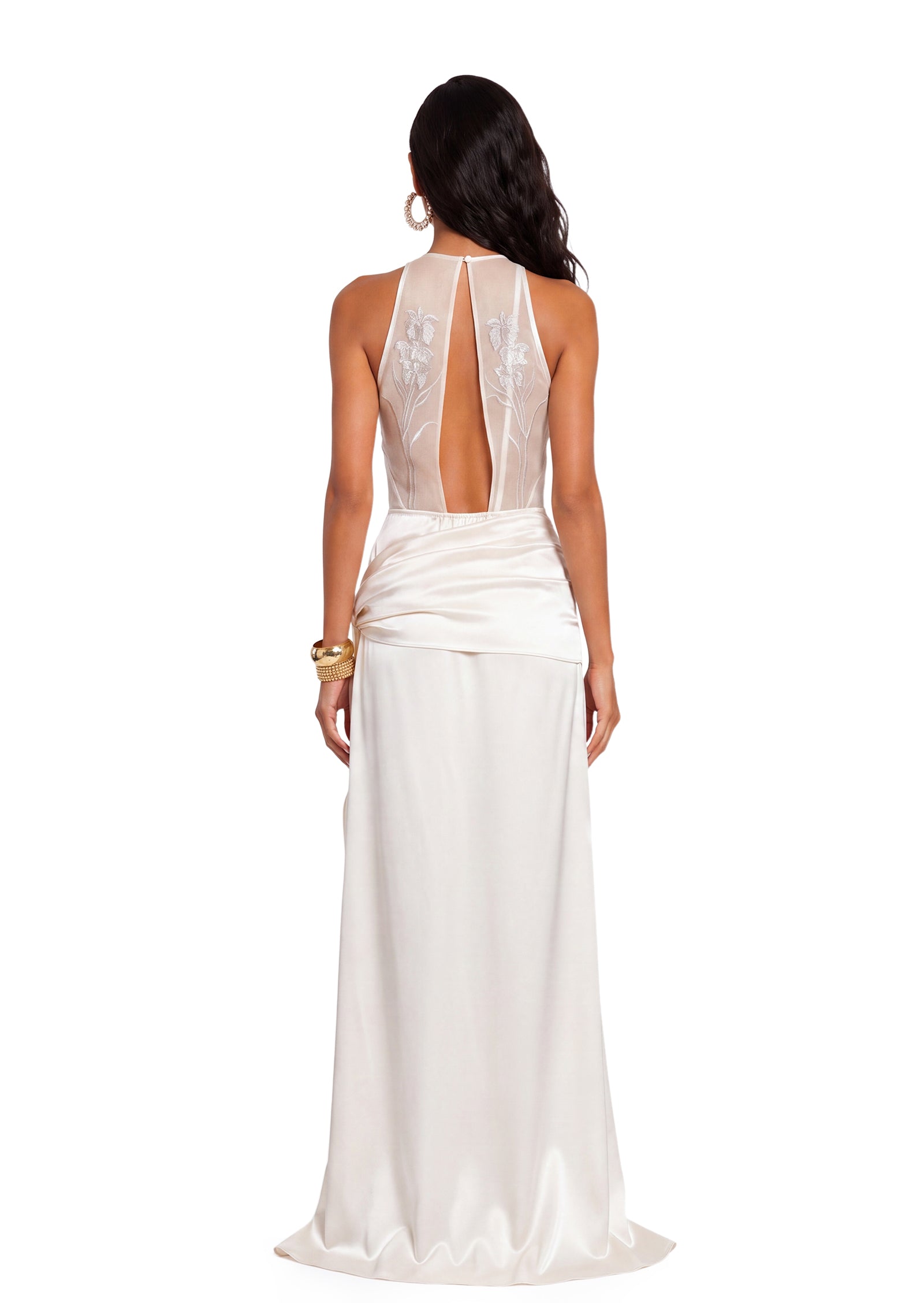 Walworth Satin Halter Neck Slit Maxi Dress