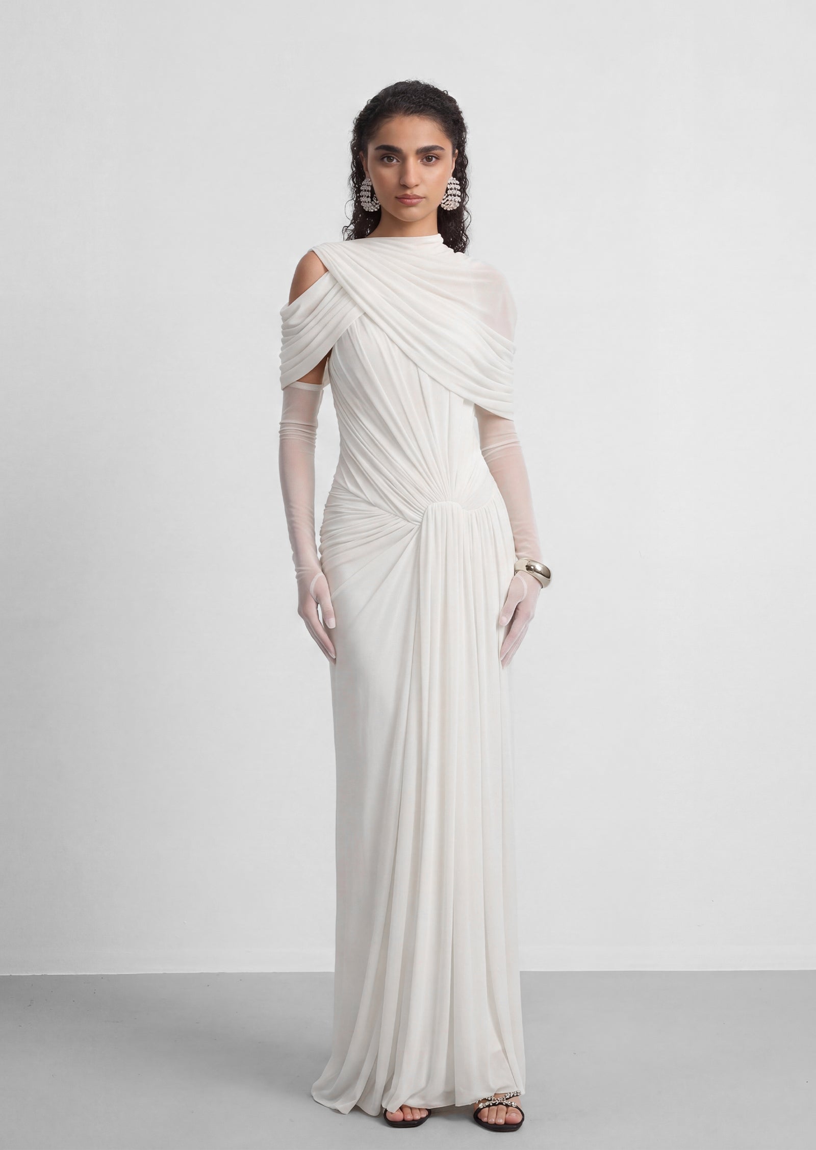 Midikleid in A-Linie mit Blumenmuster und Laternenärmeln