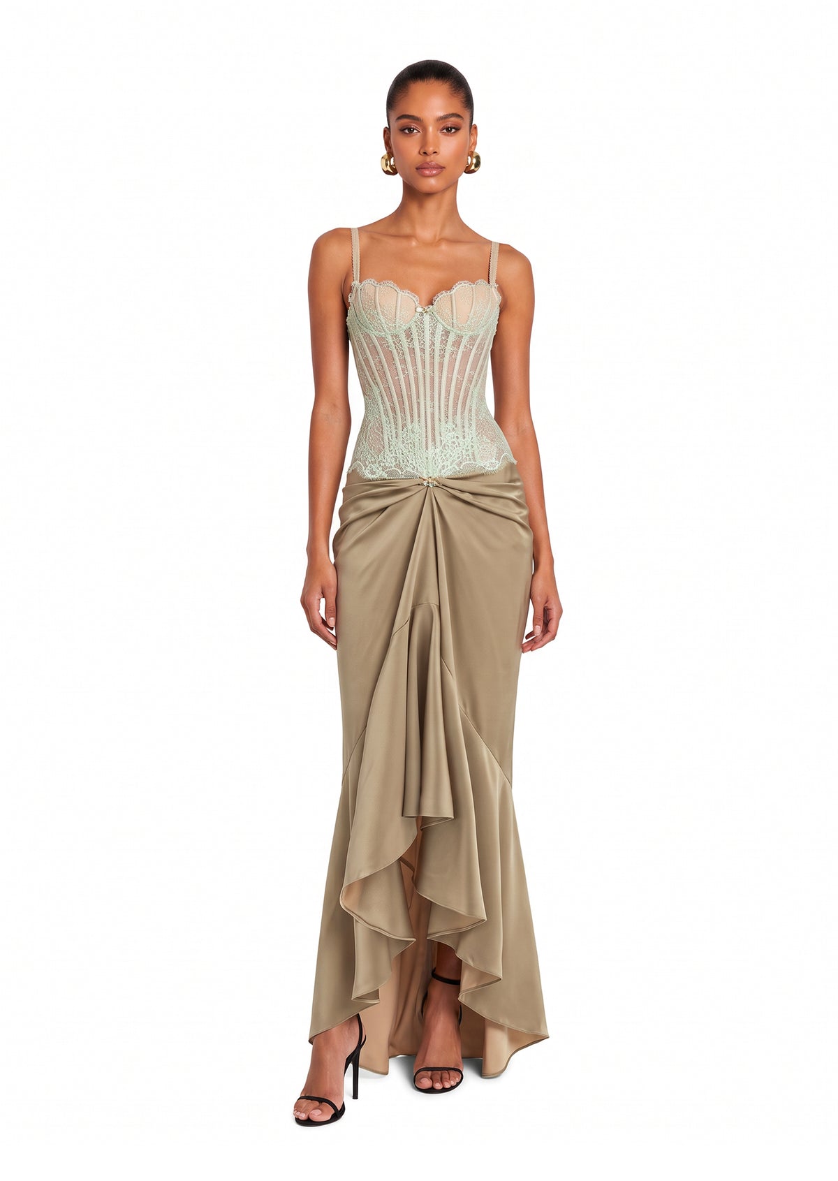 Kaif Lace Satin Maxi Dress