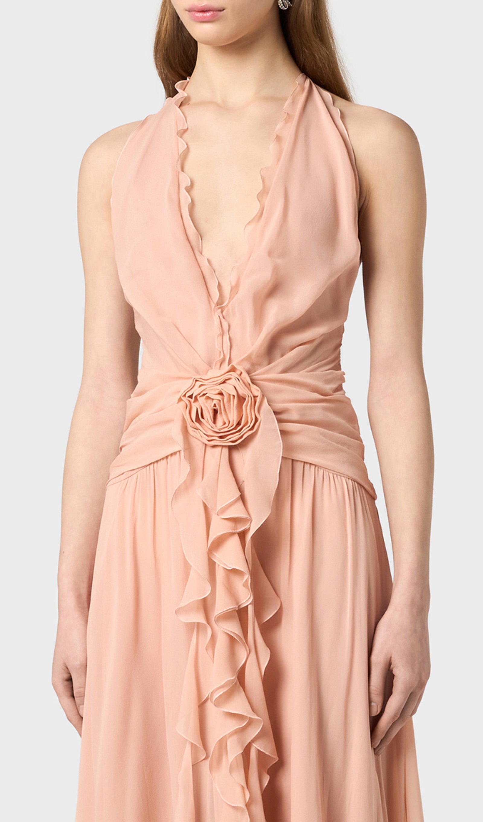 Midikleid in A-Linie mit Blumenmuster und Laternenärmeln