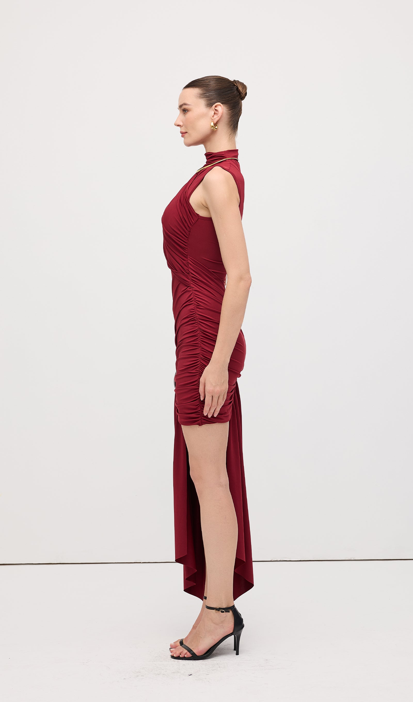 Midikleid in A-Linie mit Blumenmuster und Laternenärmeln