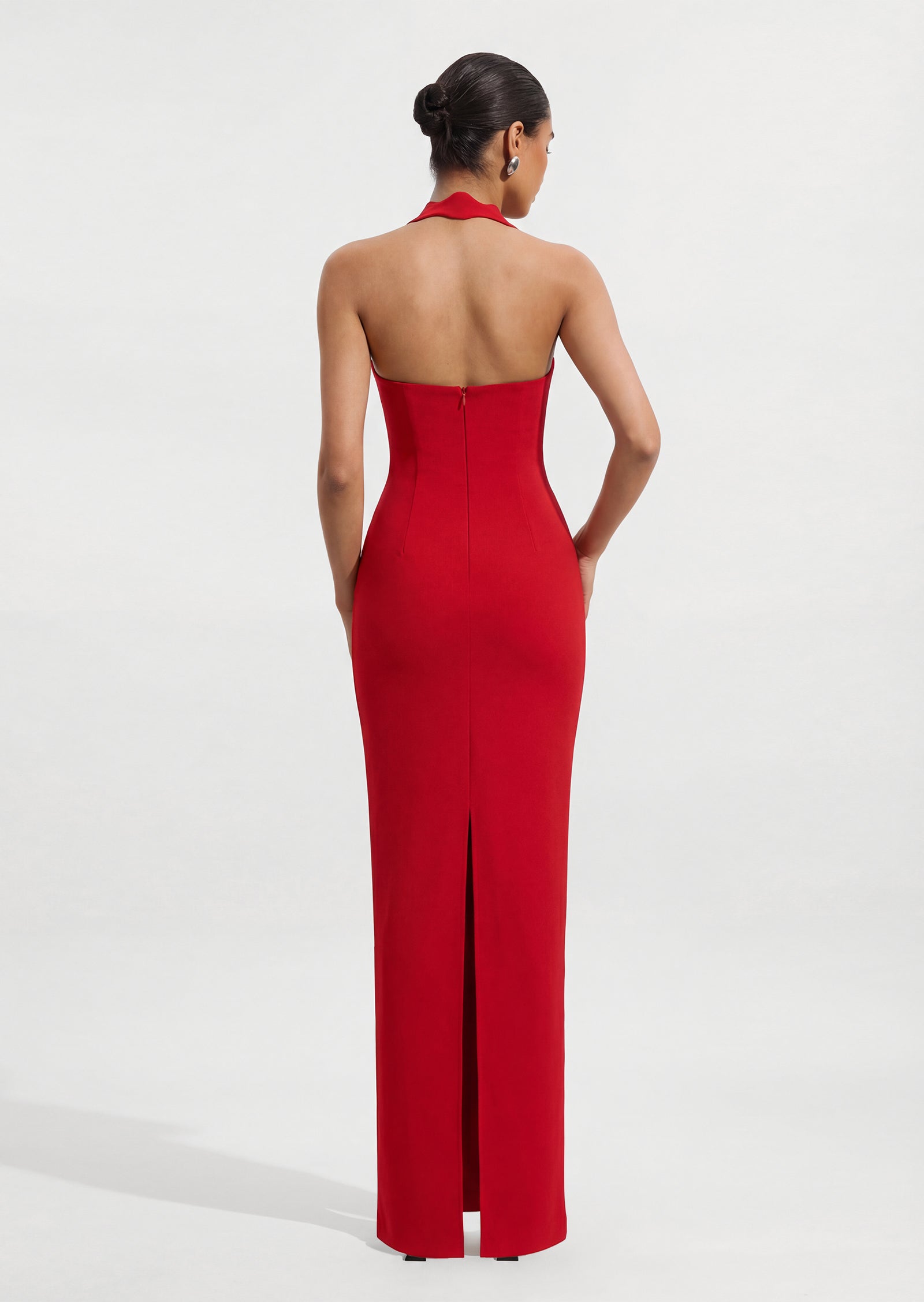 Halter Neck Hollow Out Design Bandage Maxi Dress