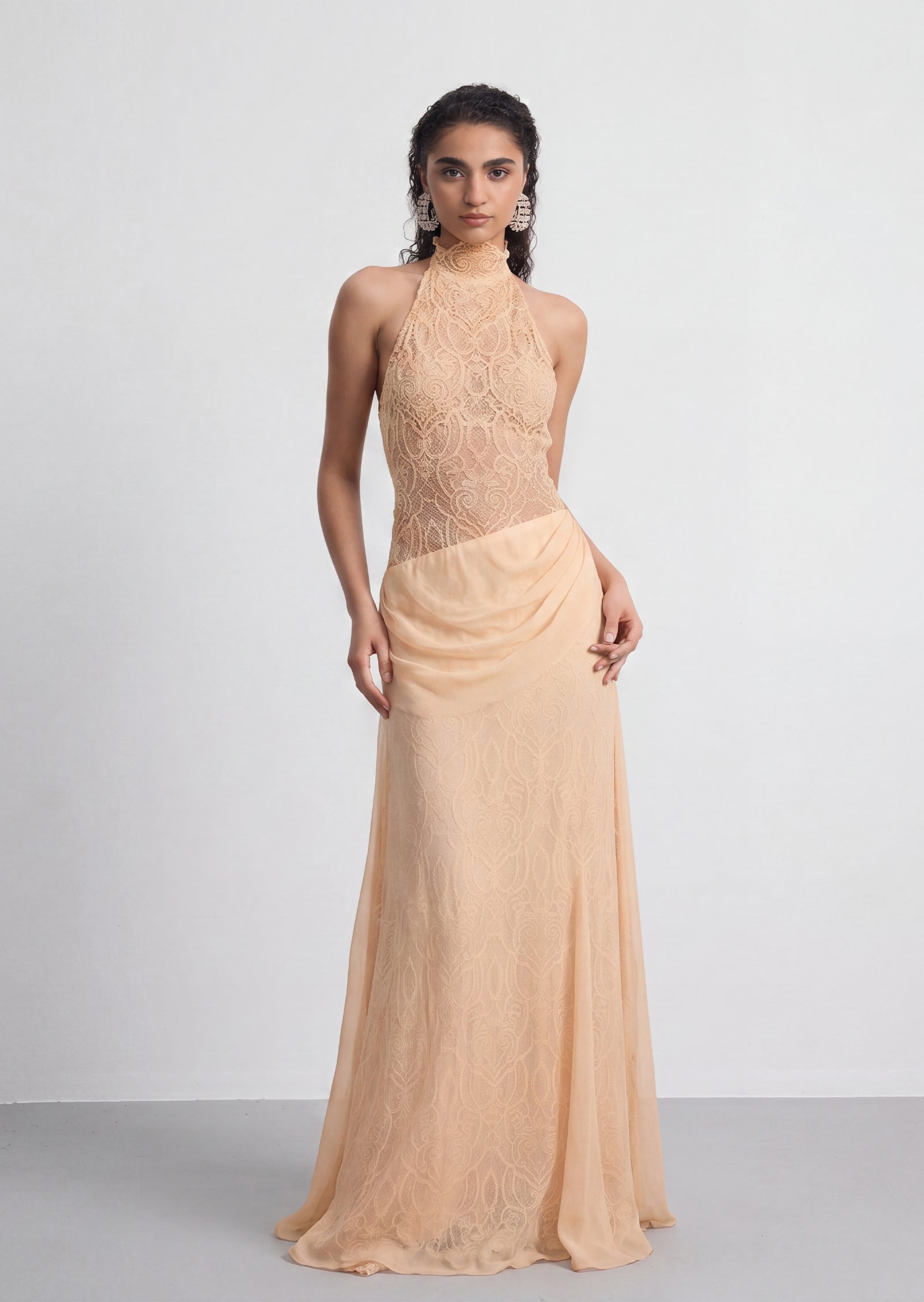 Midikleid in A-Linie mit Blumenmuster und Laternenärmeln