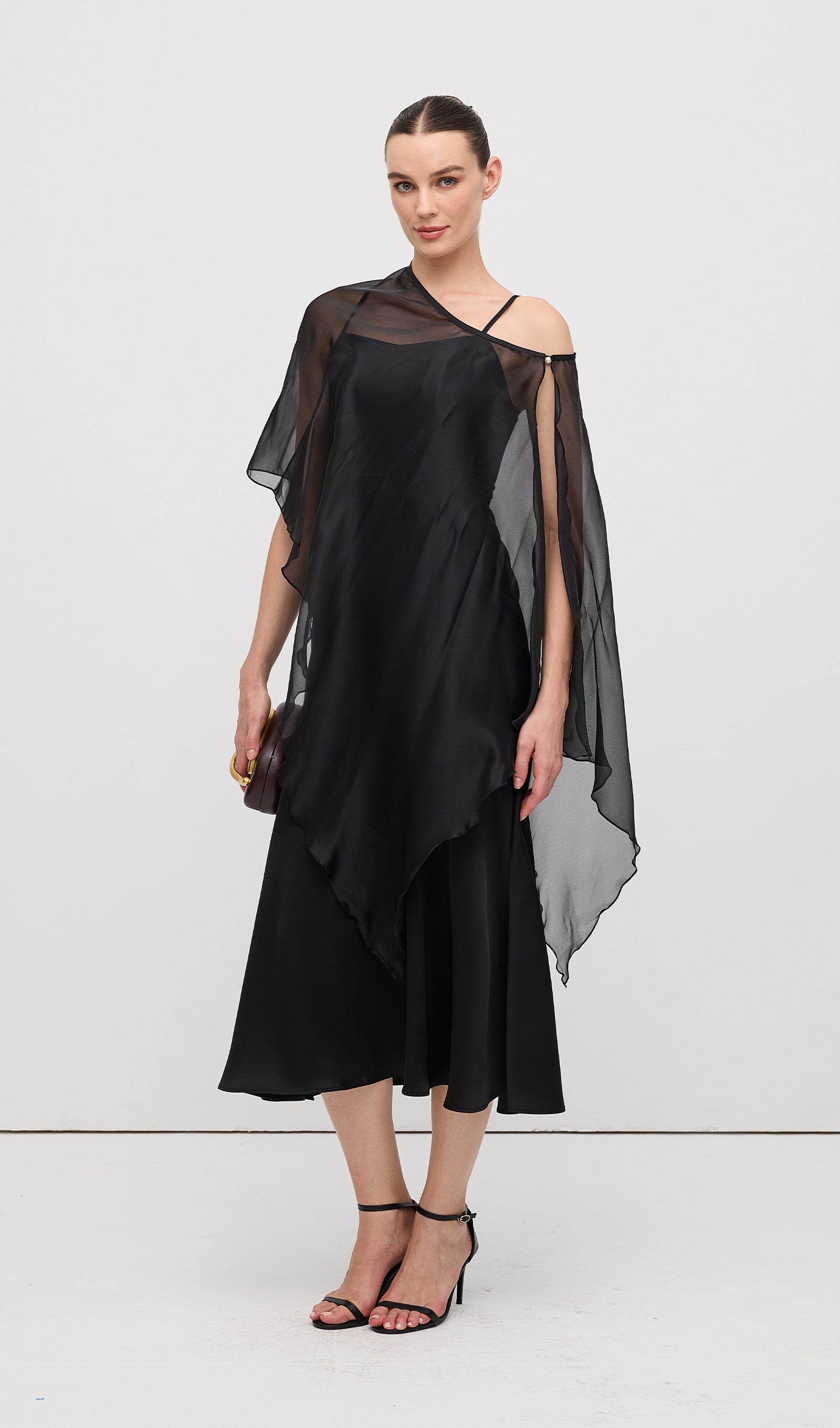 Midikleid in A-Linie mit Blumenmuster und Laternenärmeln