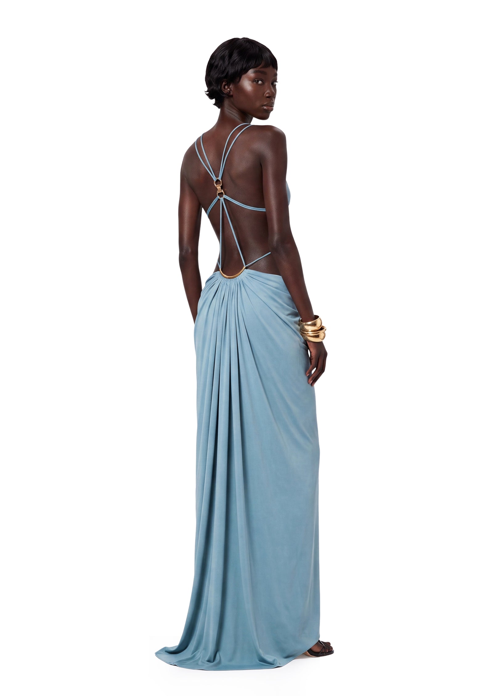 Midikleid in A-Linie mit Blumenmuster und Laternenärmeln