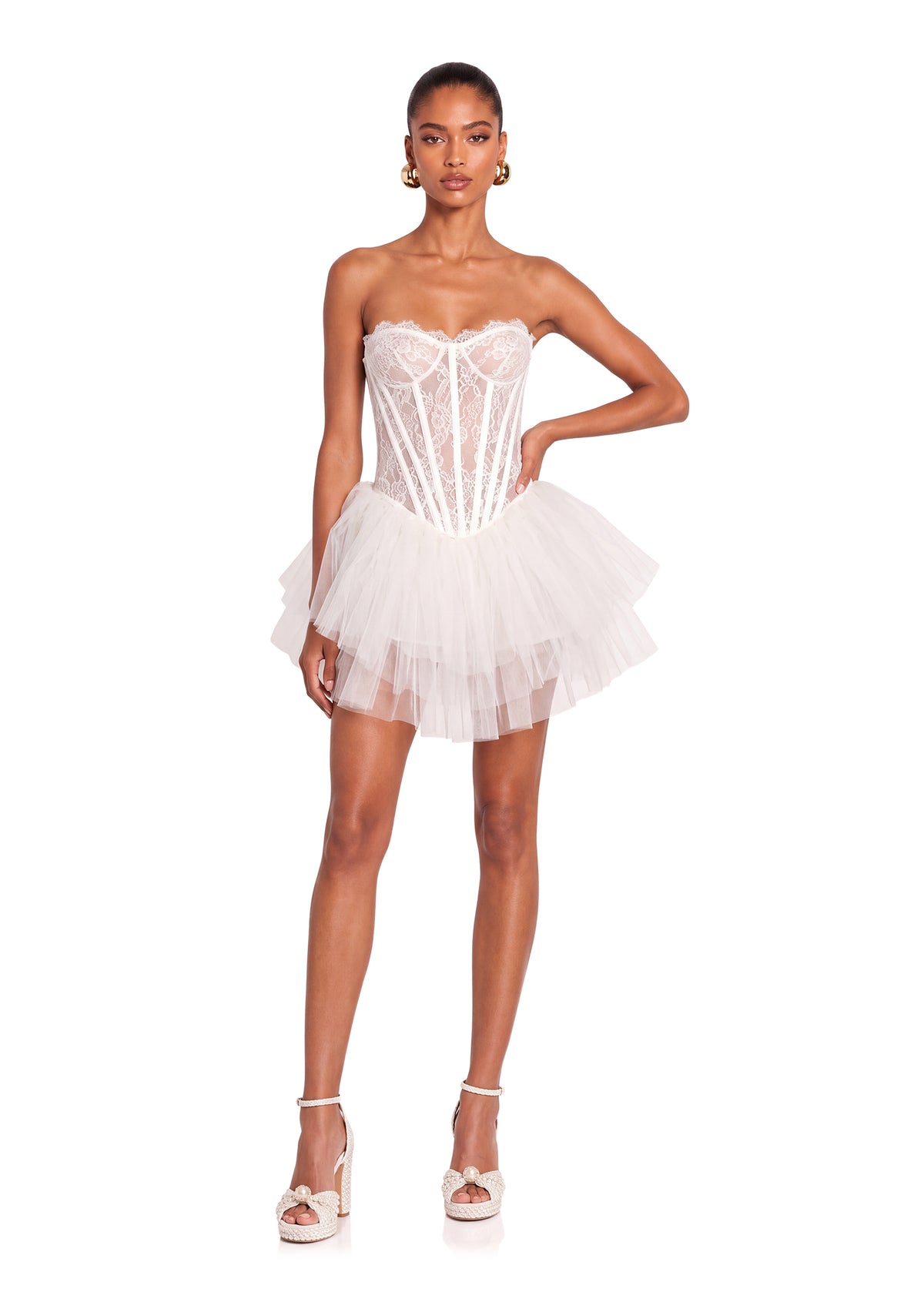 Yihana Strapless Lace Mini Dress