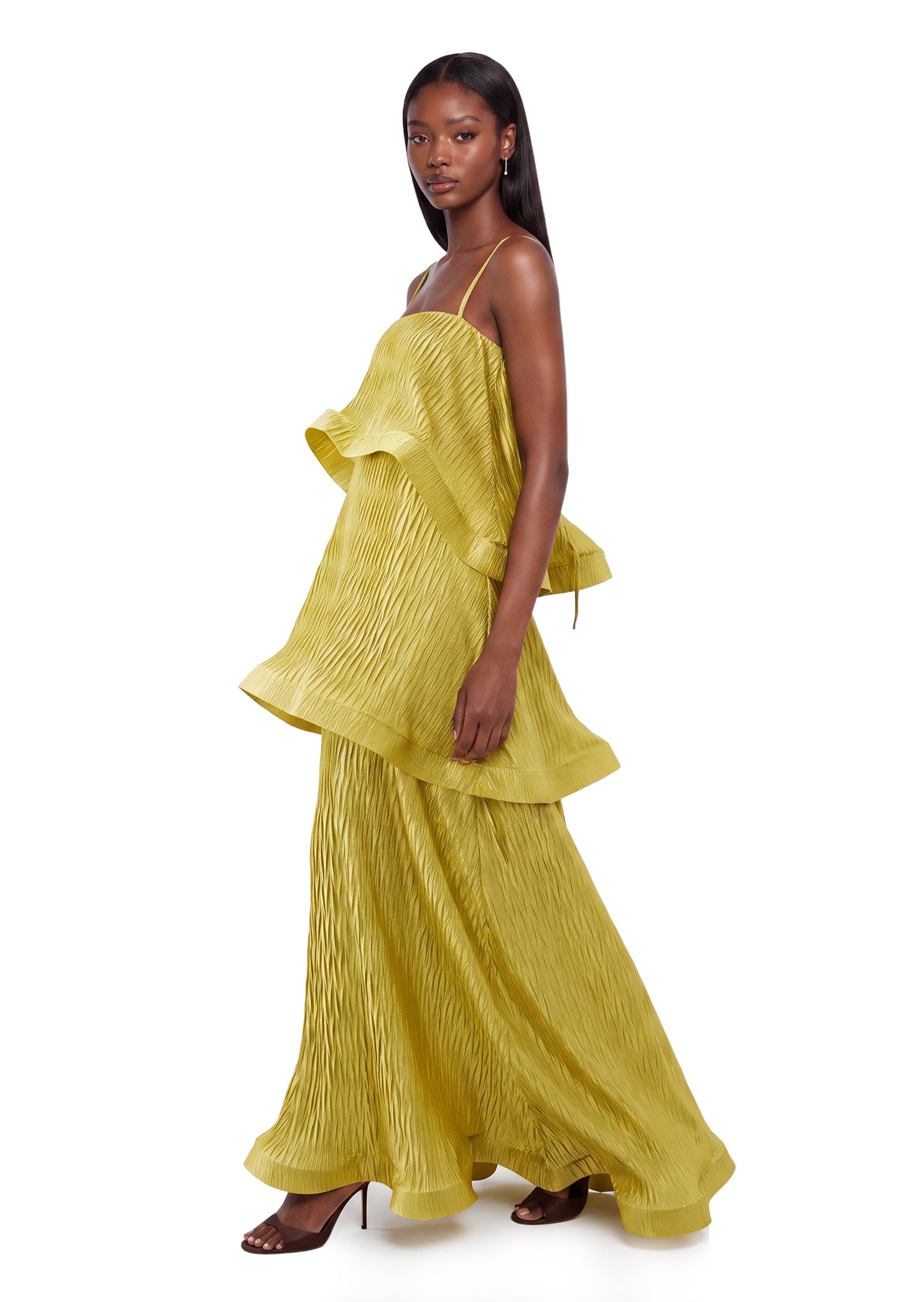 Midikleid in A-Linie mit Blumenmuster und Laternenärmeln