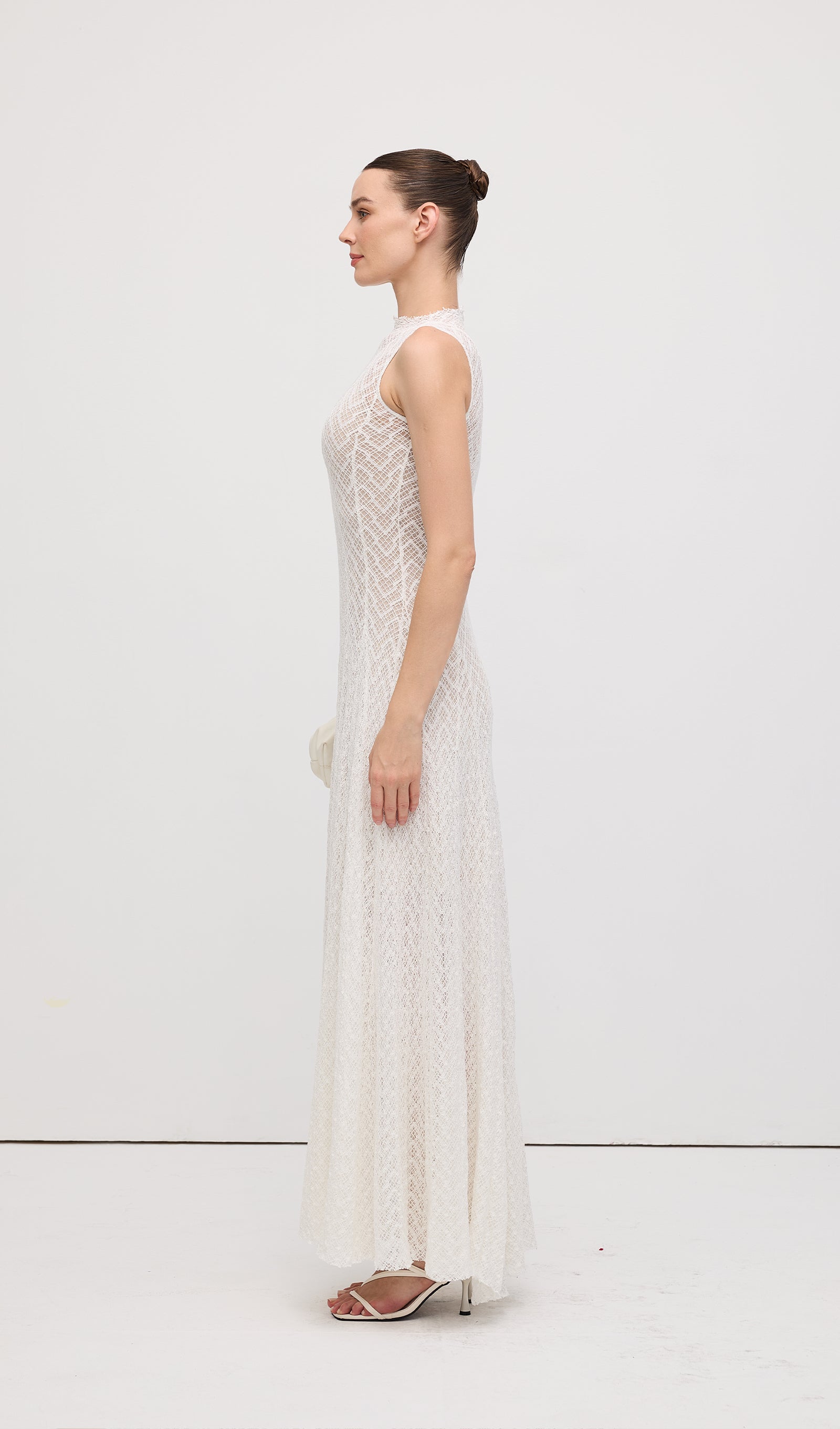 Solid Pointelle Sleeveless Maxi Dress