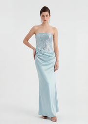 فستان قصير بقميص مزين بدانتيل صناعي 