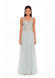 Bailey Sequin Tulle Maxi Dress With Lace