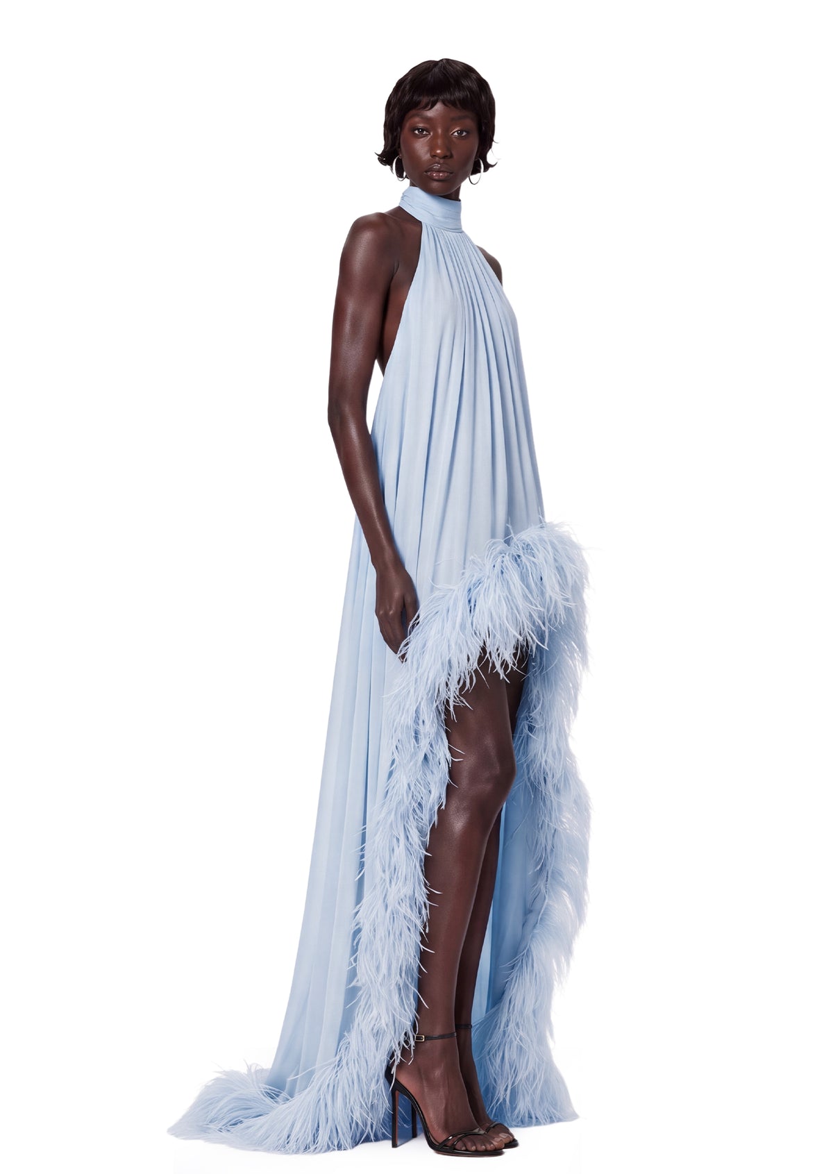 Leola Halter Neck Sleeveless Maxi Dress In Blue