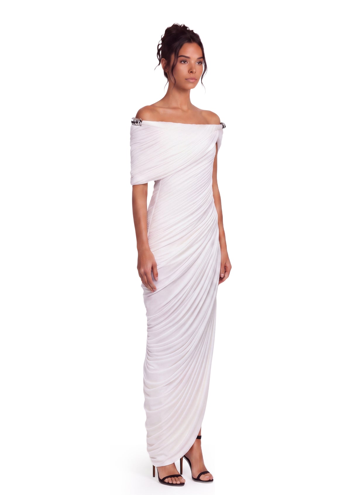Mahima Off Shoulder Stretch Maxi Dress In White