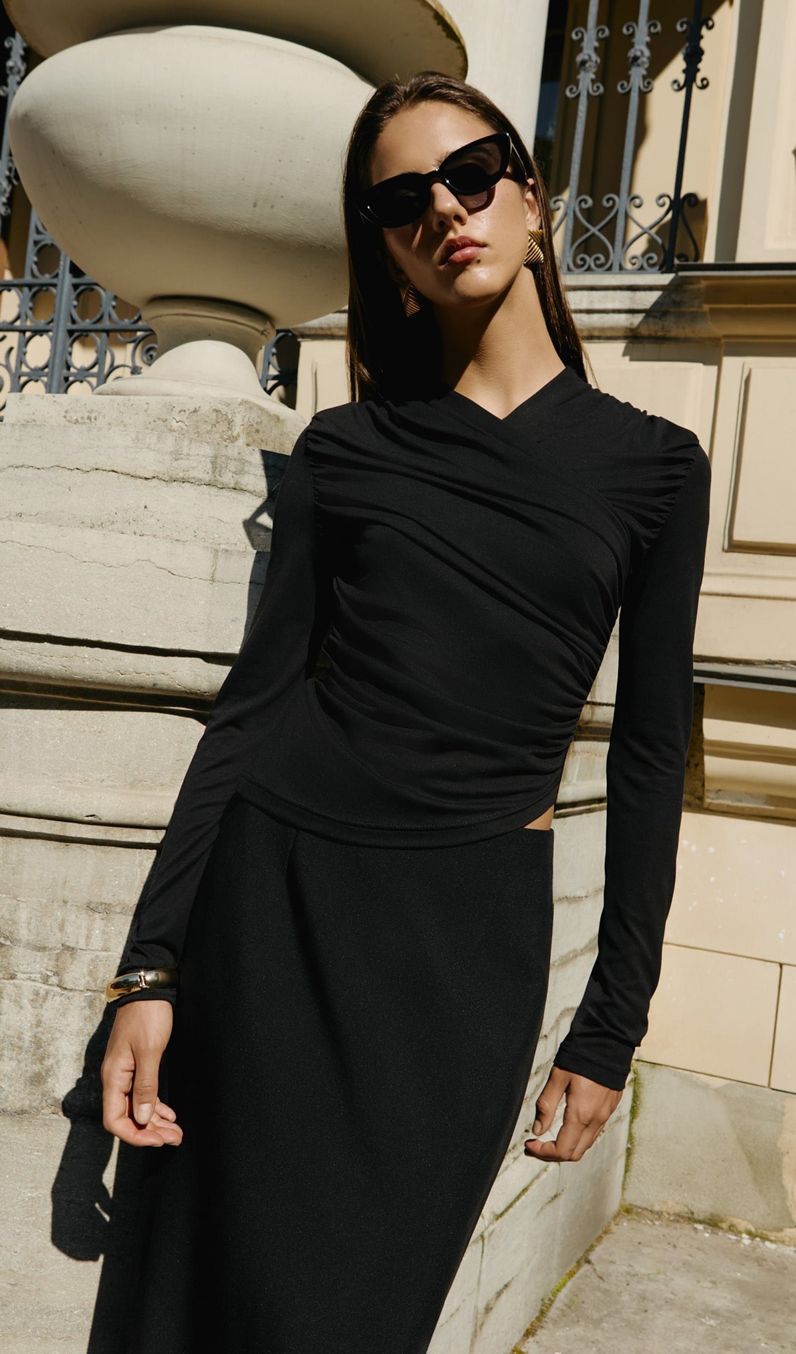 Midikleid in A-Linie mit Blumenmuster und Laternenärmeln