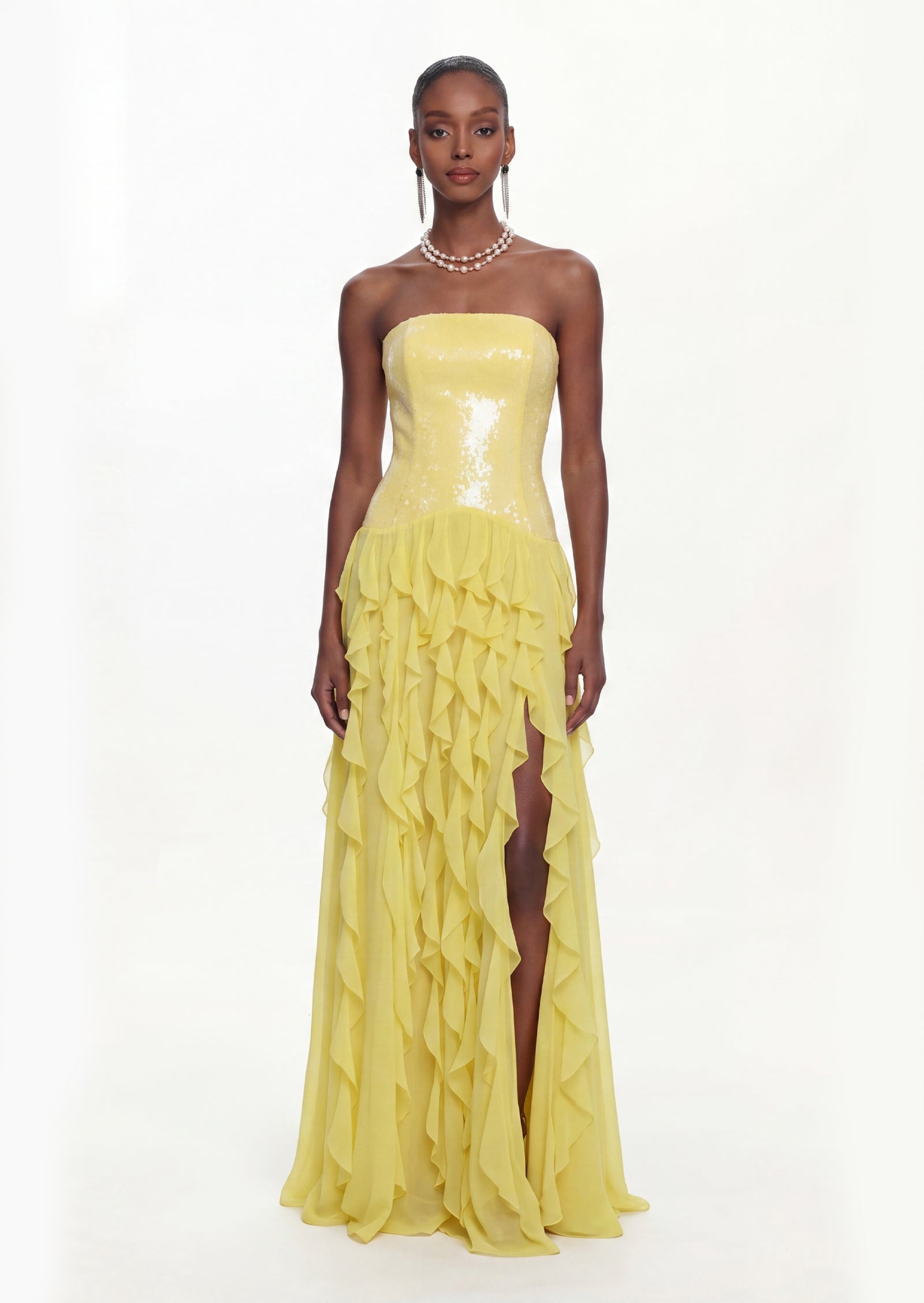Midikleid in A-Linie mit Blumenmuster und Laternenärmeln