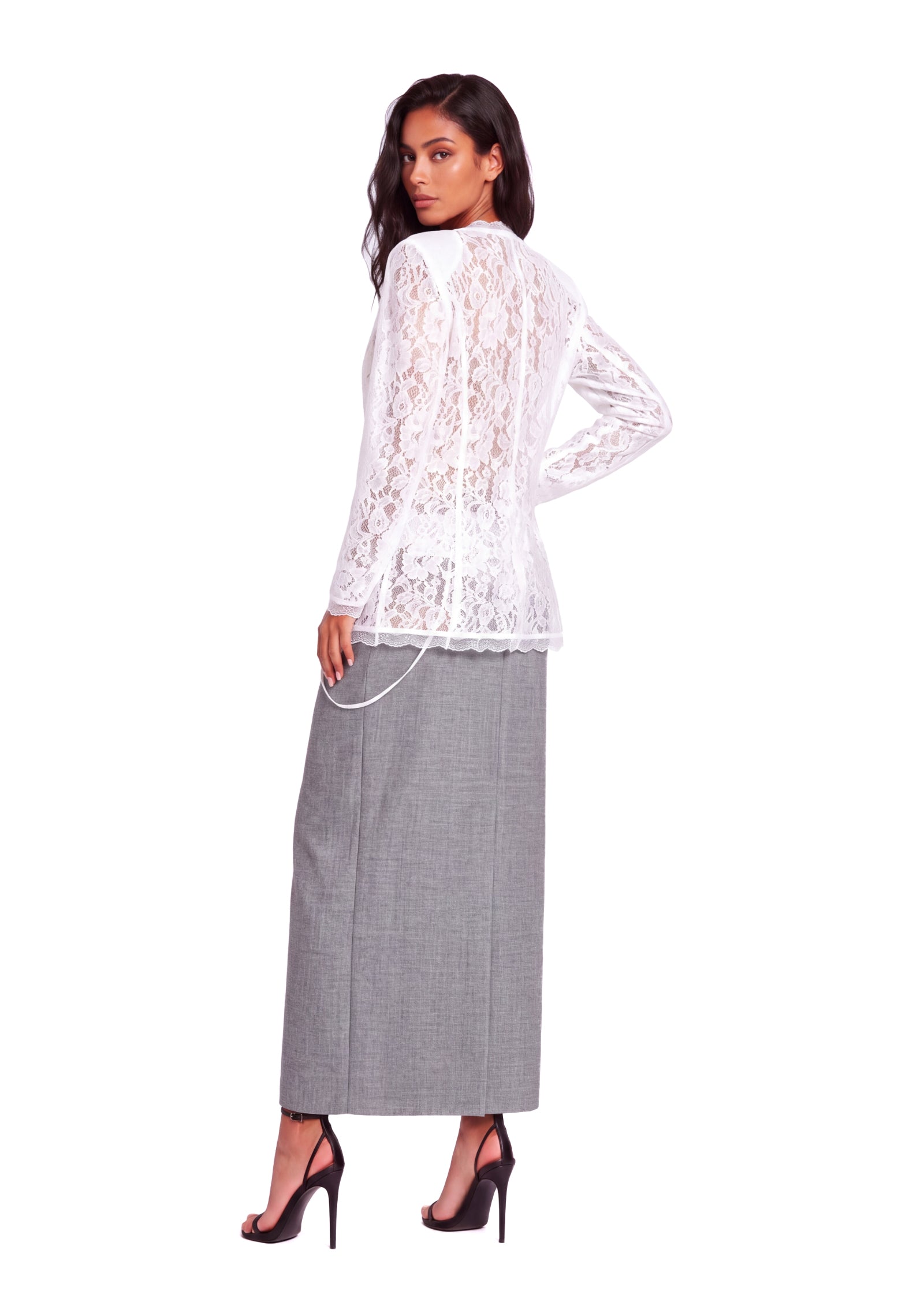 Rabbie Lace Trimmed Midi Skirt