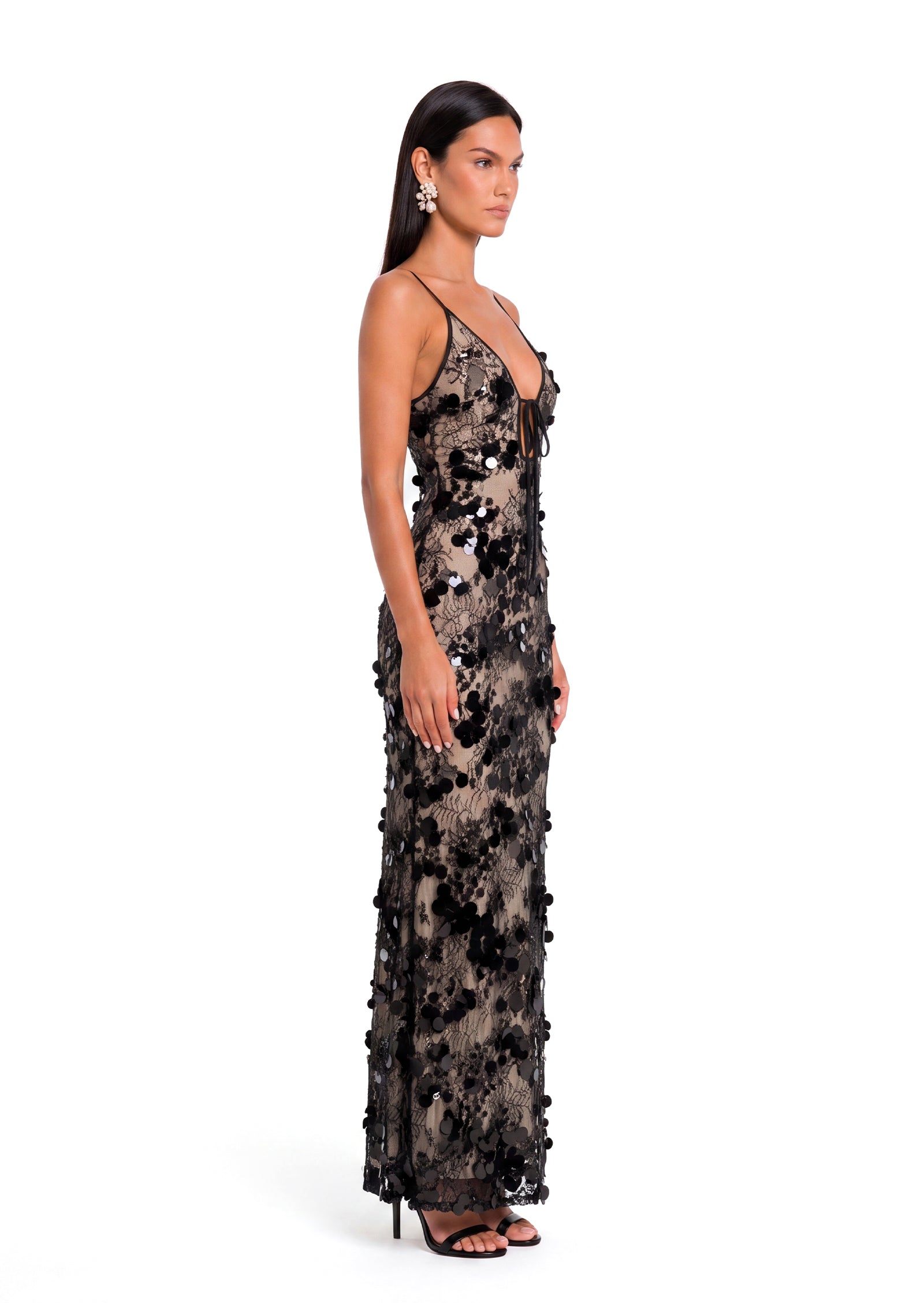 Midikleid in A-Linie mit Blumenmuster und Laternenärmeln