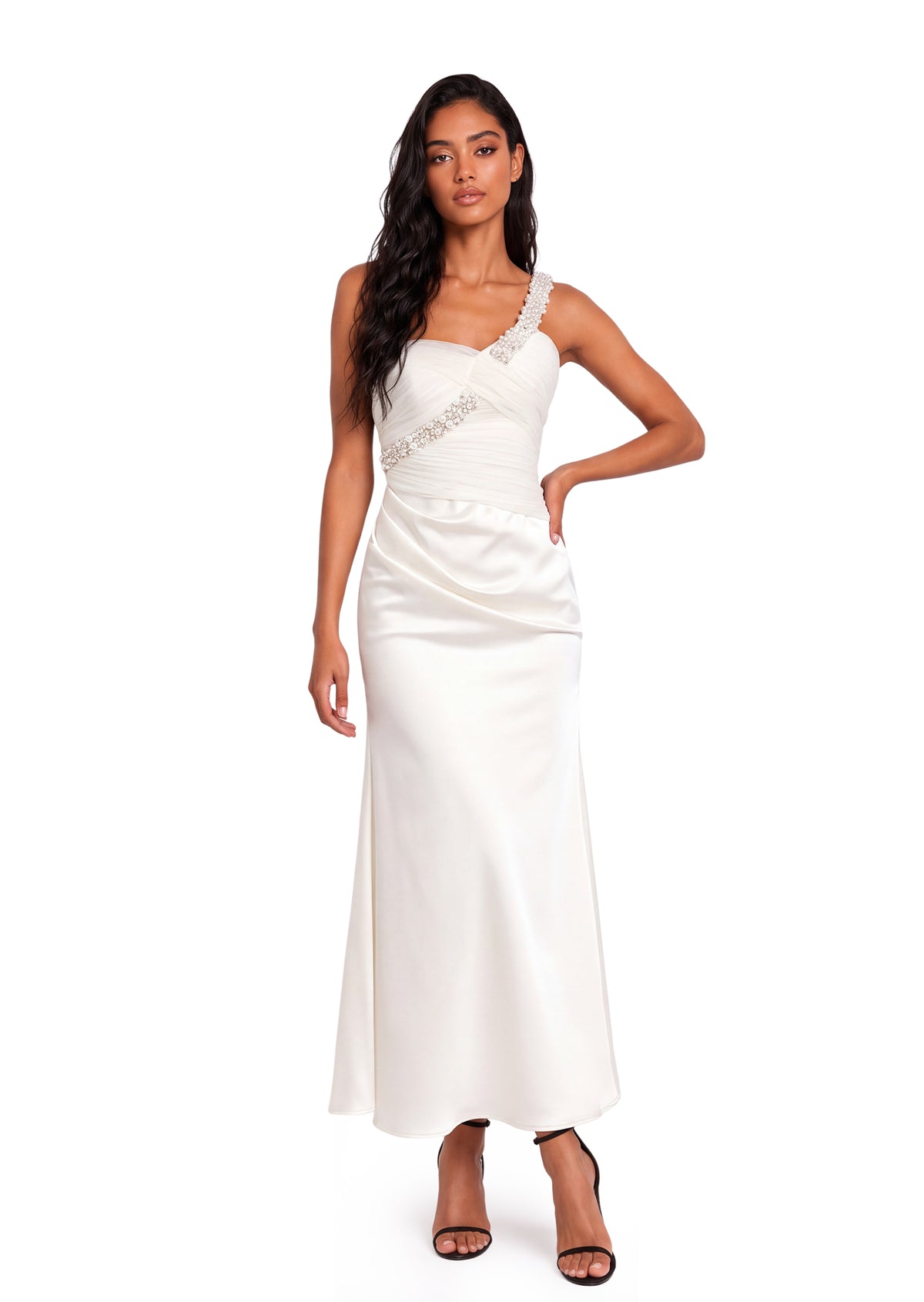 Midikleid in A-Linie mit Blumenmuster und Laternenärmeln