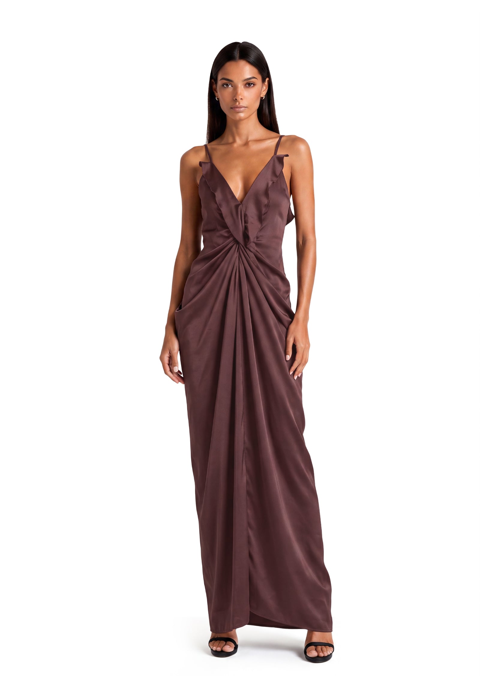 Midikleid in A-Linie mit Blumenmuster und Laternenärmeln