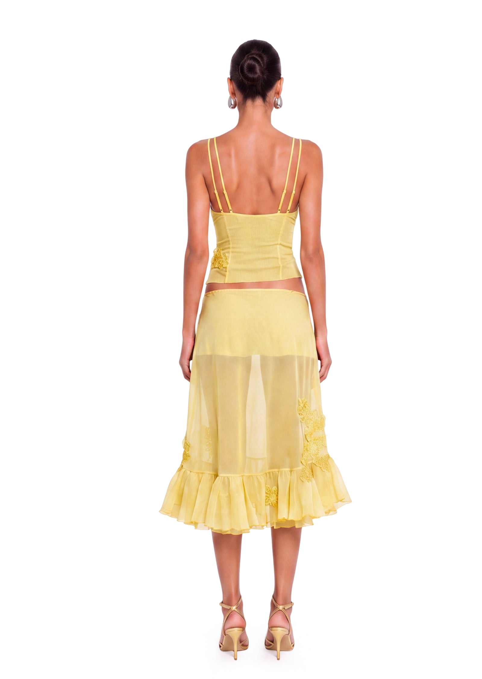 Midikleid in A-Linie mit Blumenmuster und Laternenärmeln