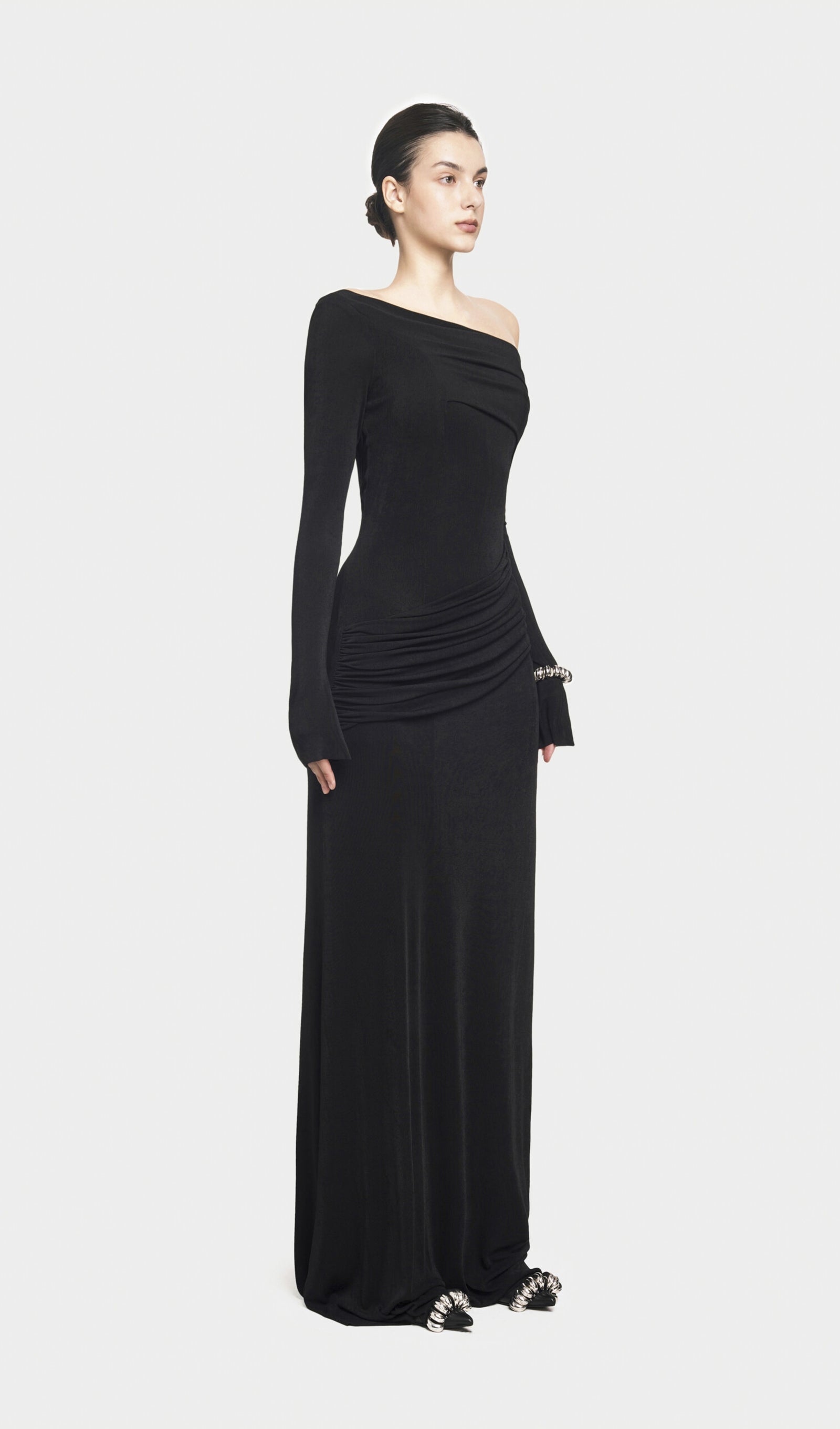 Midikleid in A-Linie mit Blumenmuster und Laternenärmeln