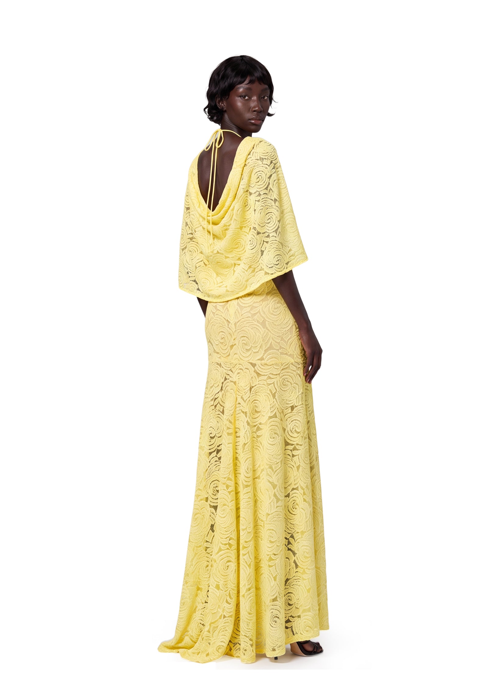 Midikleid in A-Linie mit Blumenmuster und Laternenärmeln