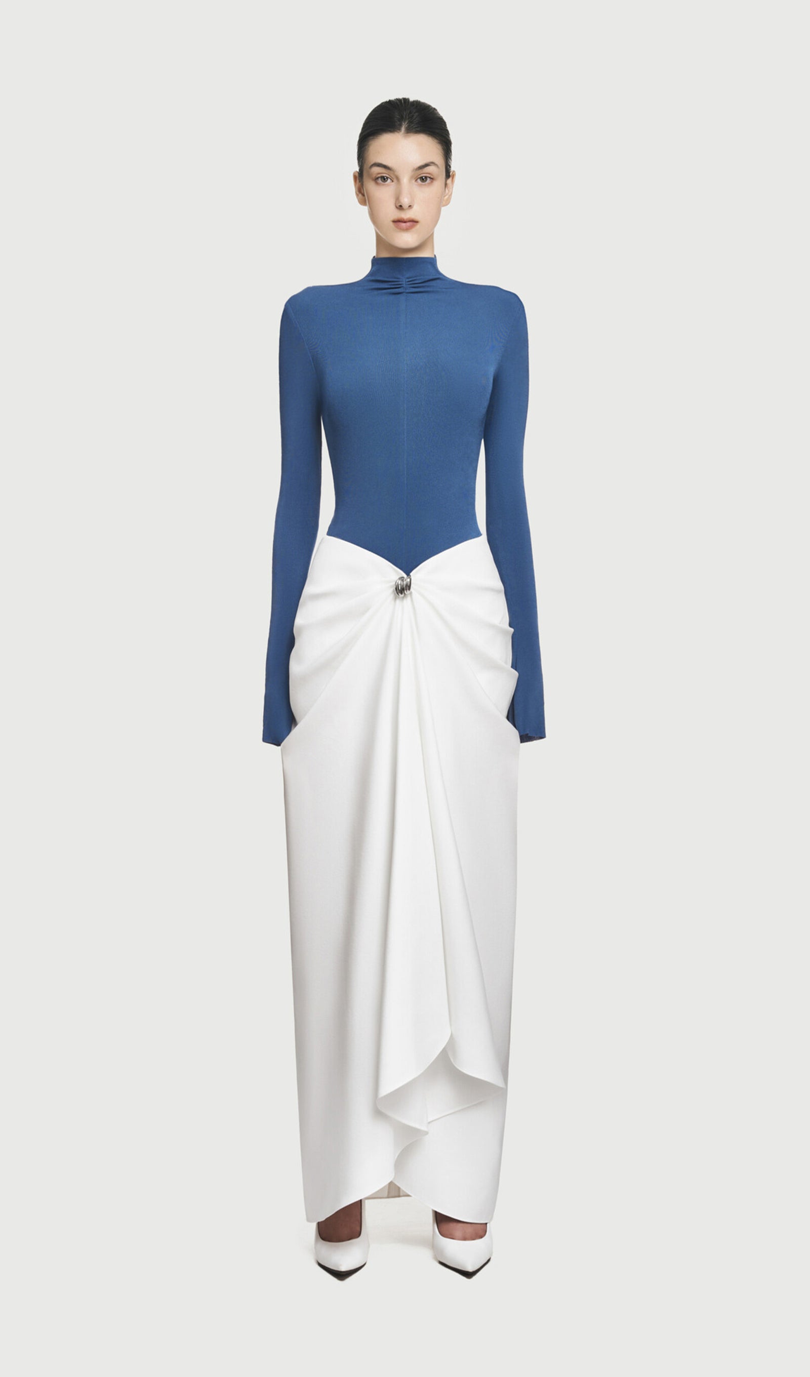 Midikleid in A-Linie mit Blumenmuster und Laternenärmeln
