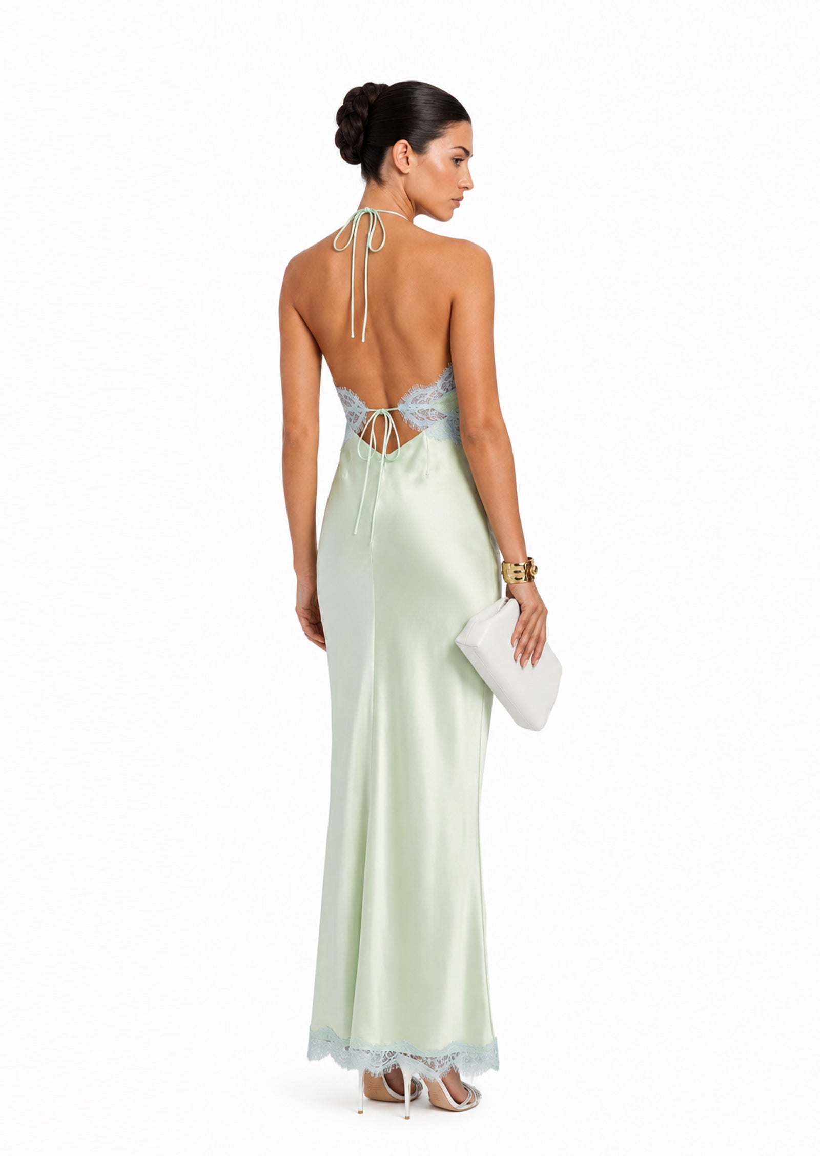 Midikleid in A-Linie mit Blumenmuster und Laternenärmeln