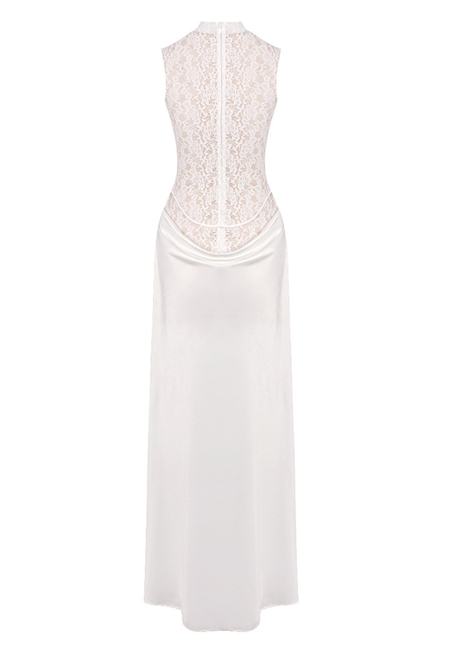 Satin Lace Pleats Gown