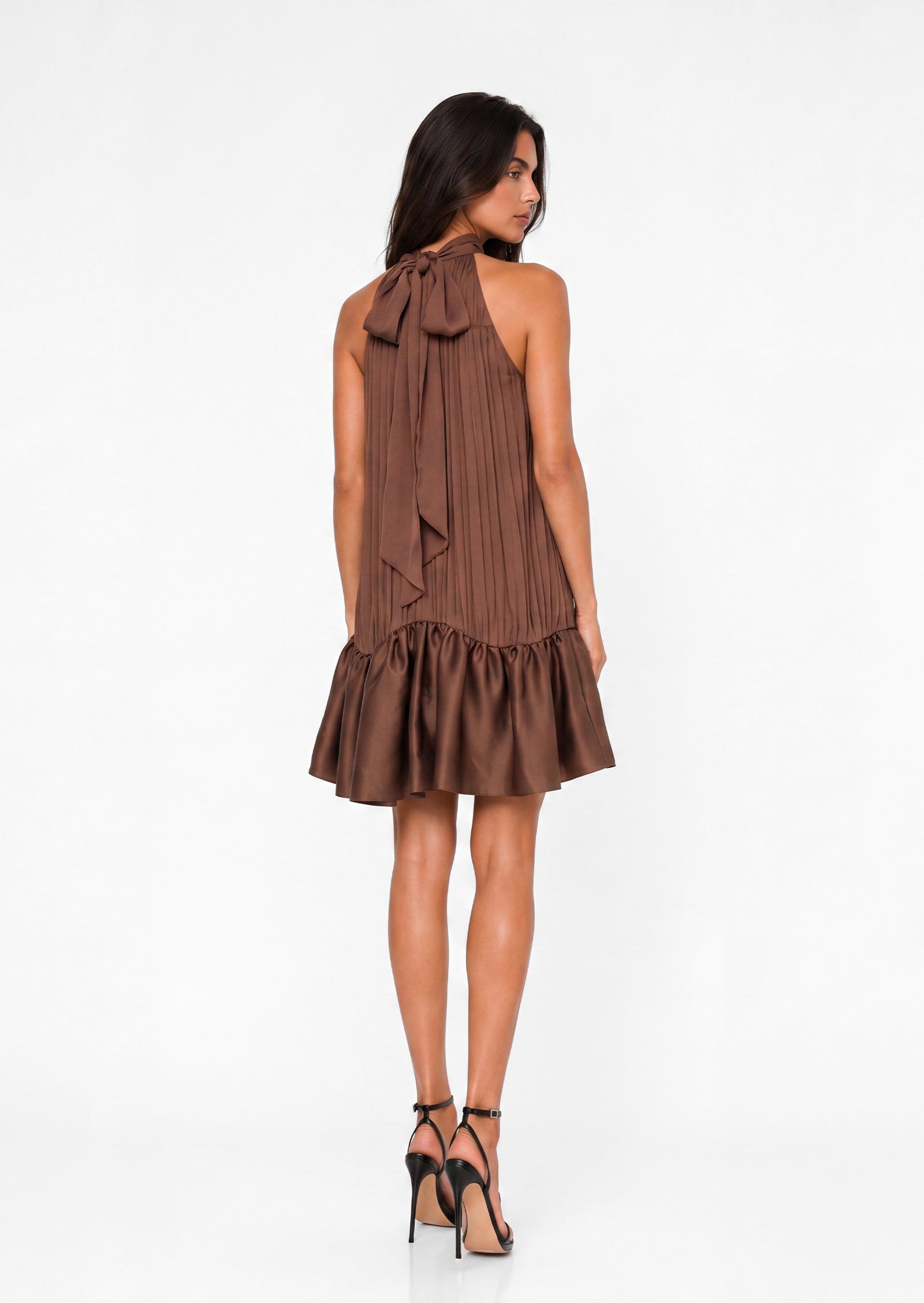 Abid Sleeveless Mini Dress In Dark Brown