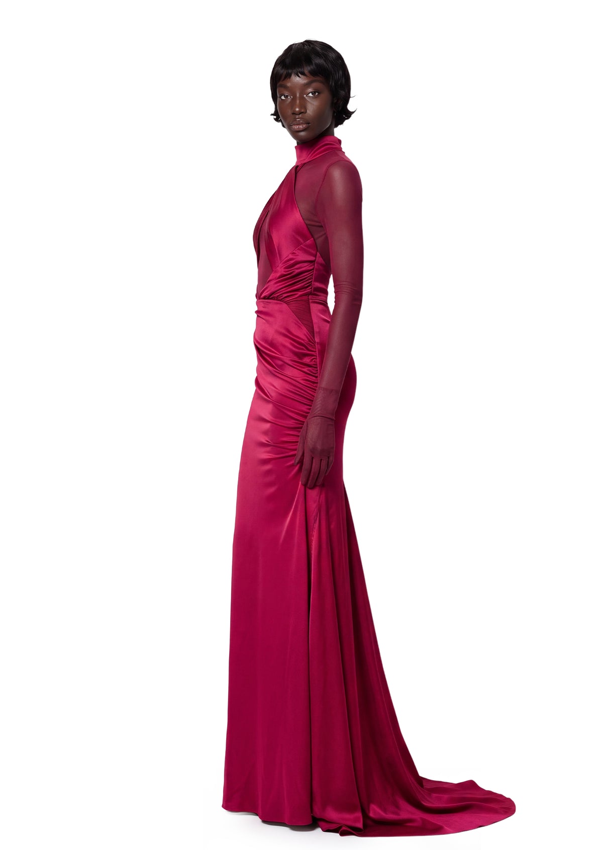 Midikleid in A-Linie mit Blumenmuster und Laternenärmeln