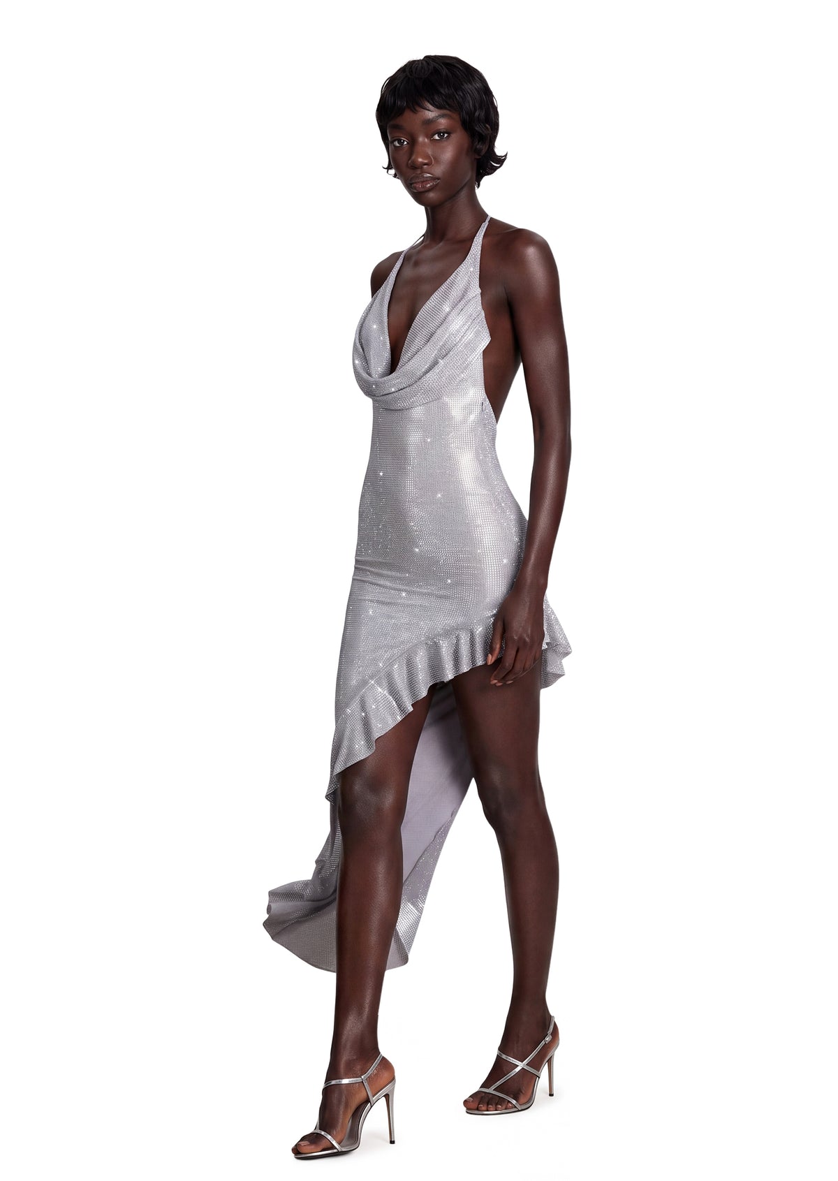 Gaiana Sequin Ruffle Midi Dress