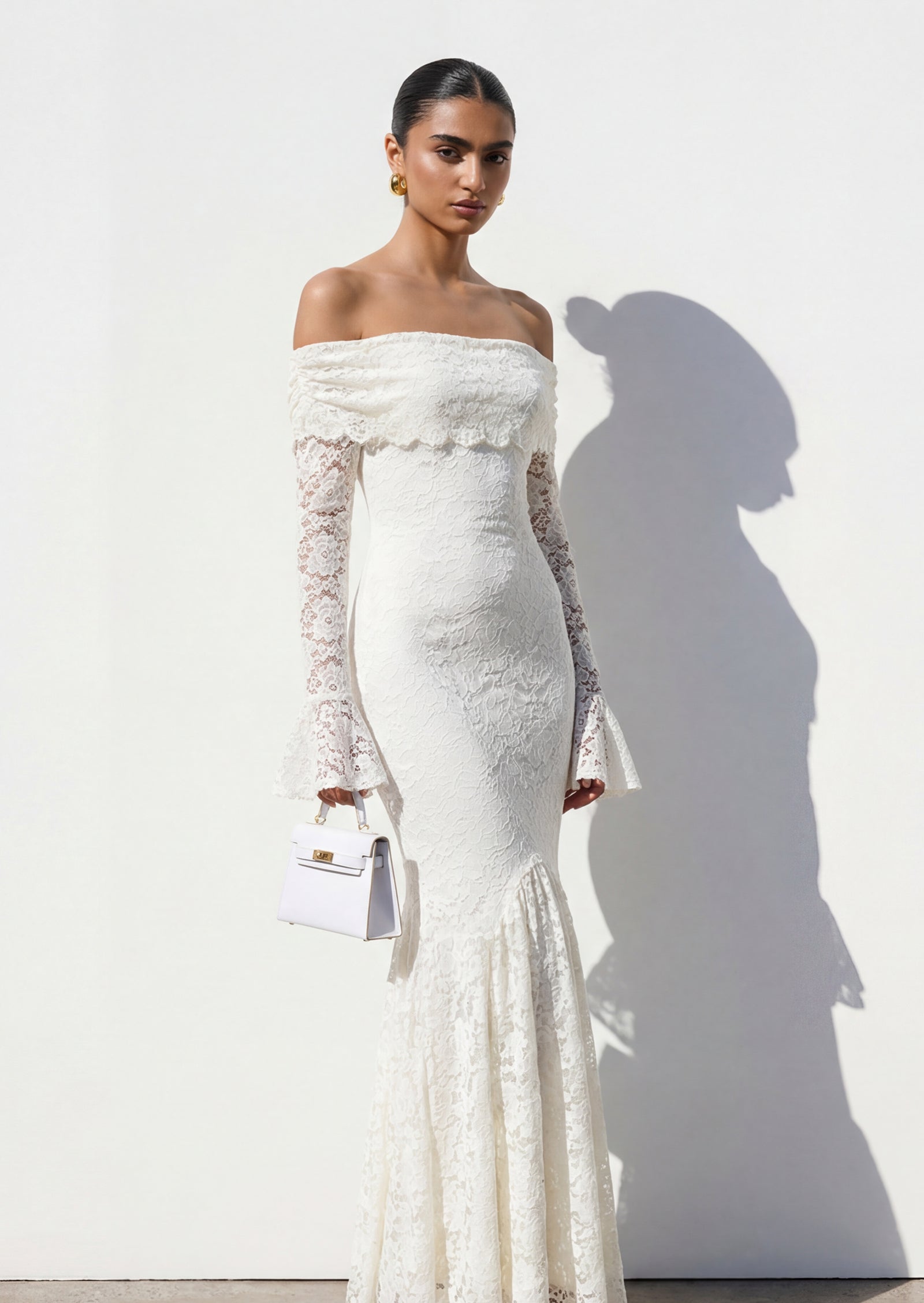 Blakely Off Shoulder Mermaid Lace Maxi Dress