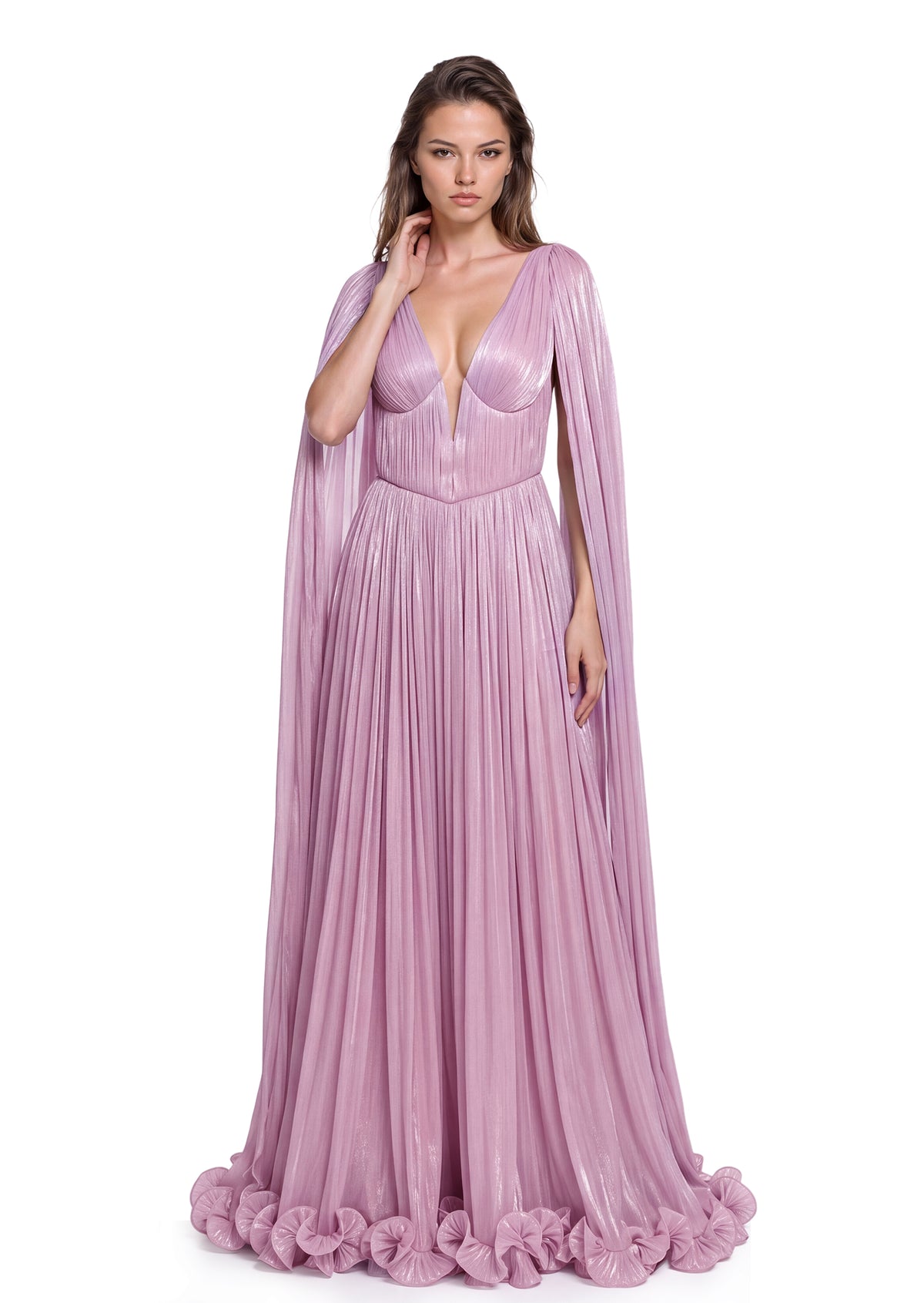 Yildiz V Neck Ruffled Maxi Dress