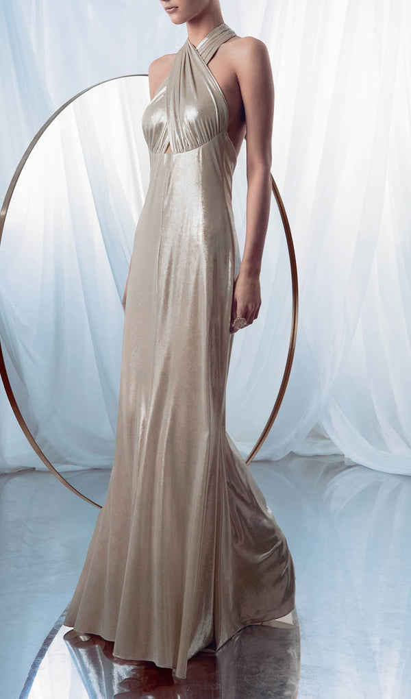 Metallic Jersey Maxi Dress