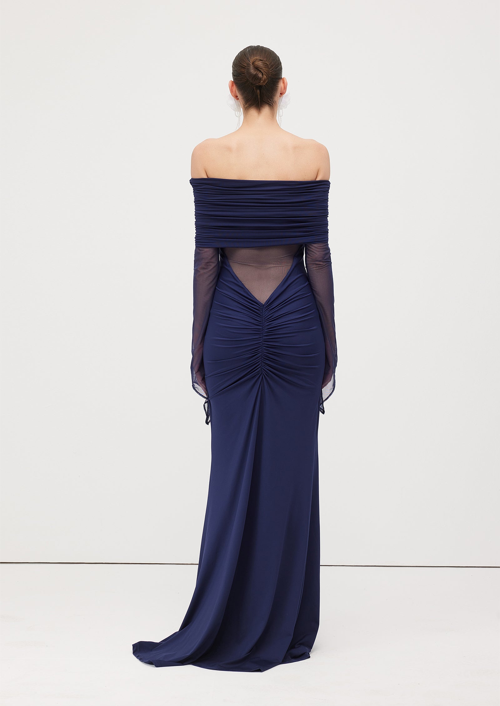 Midikleid in A-Linie mit Blumenmuster und Laternenärmeln