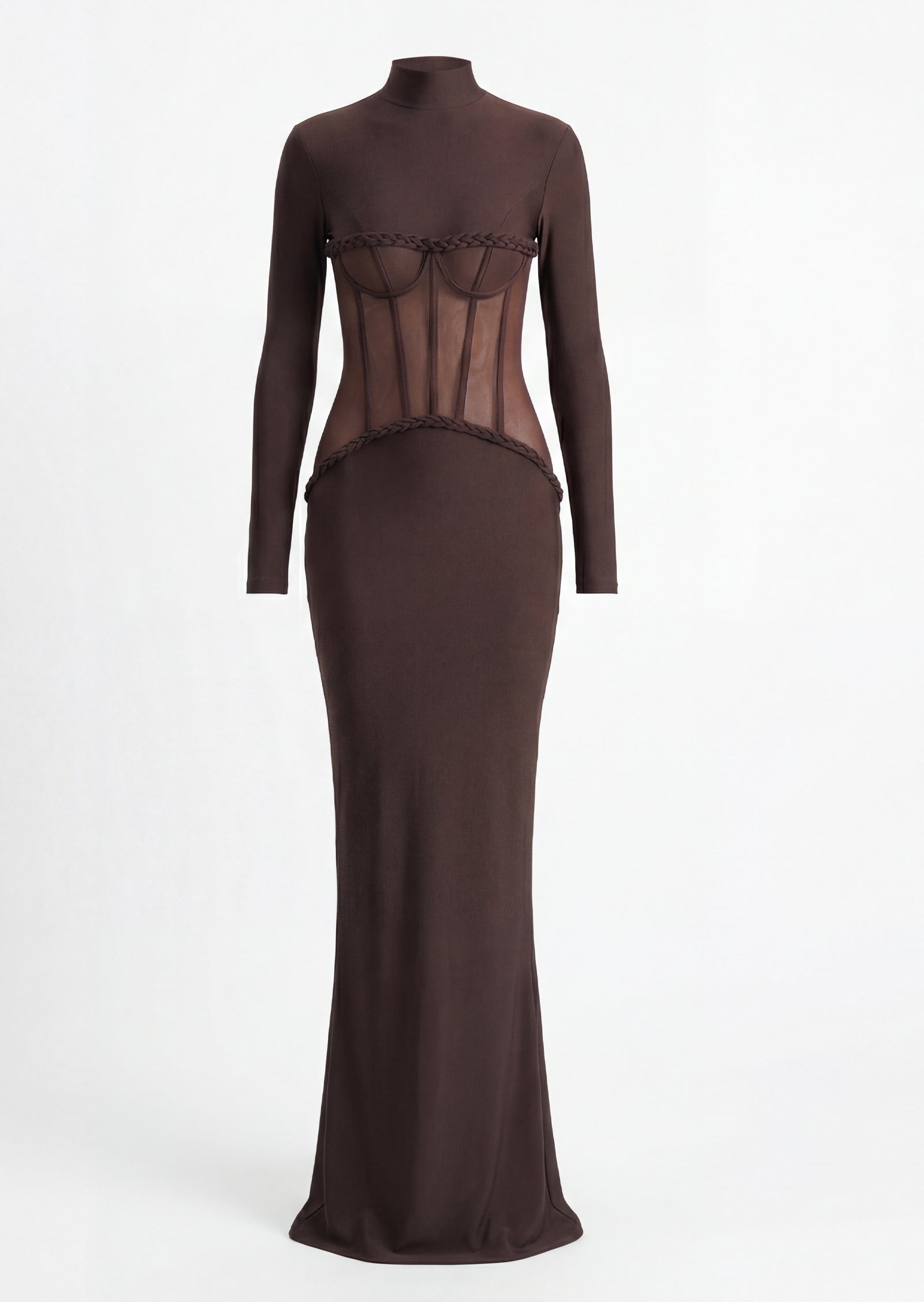 Sheer Corset-Inspired Maxi Gown