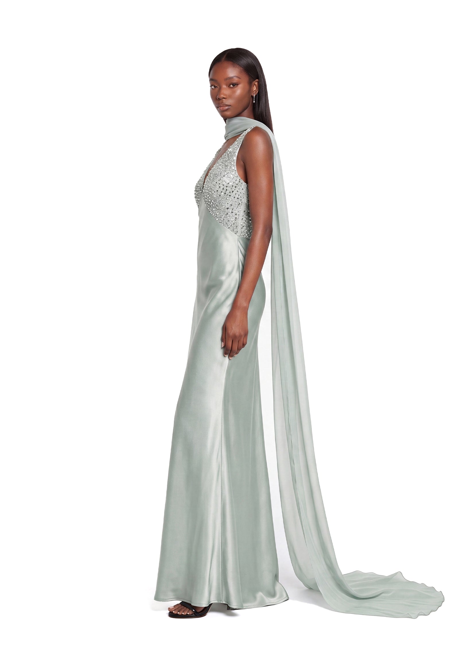 Vajra Sequined Satin Maxi Dress