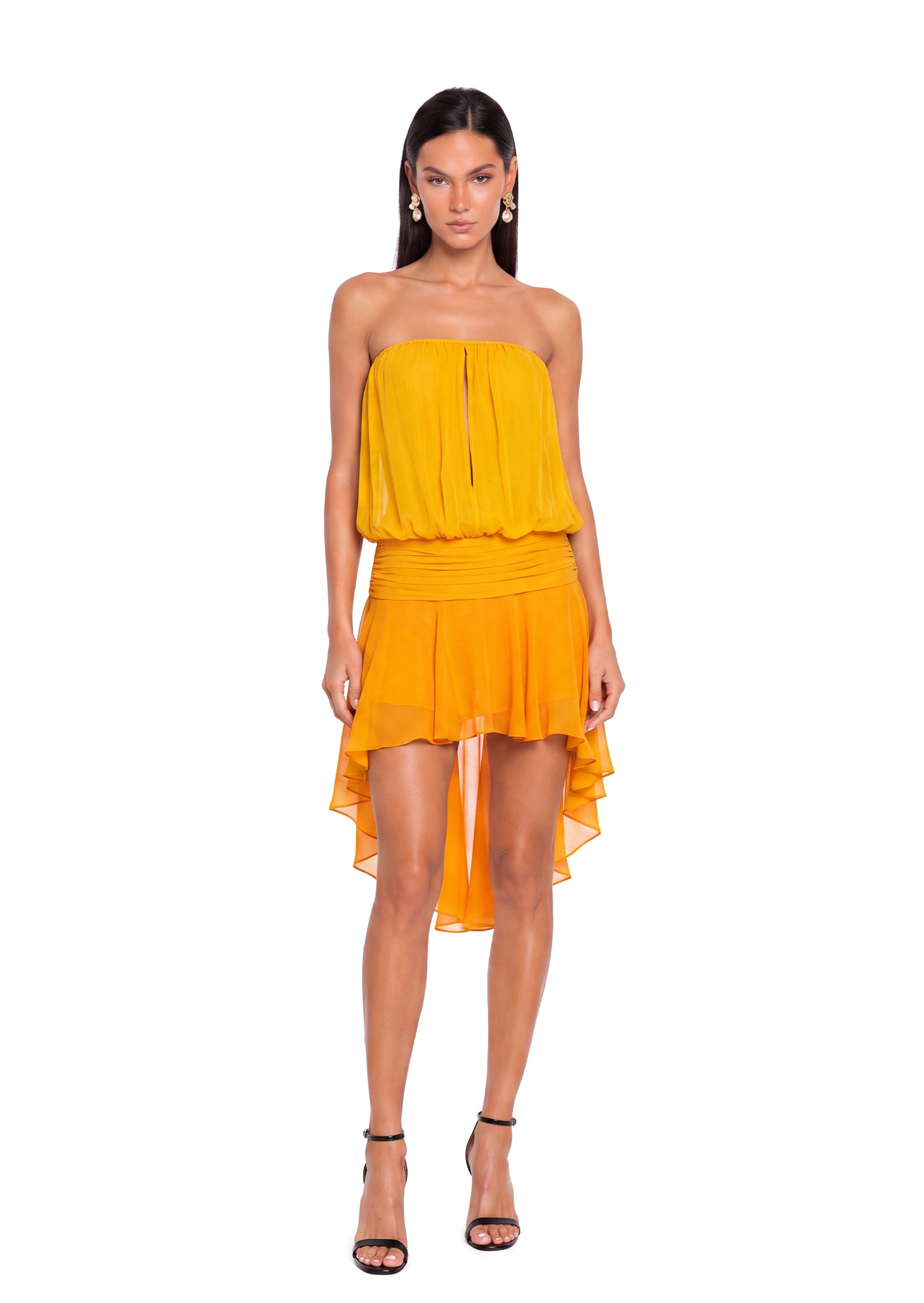 Zafar Strapless Irregular Hem Mini Dress