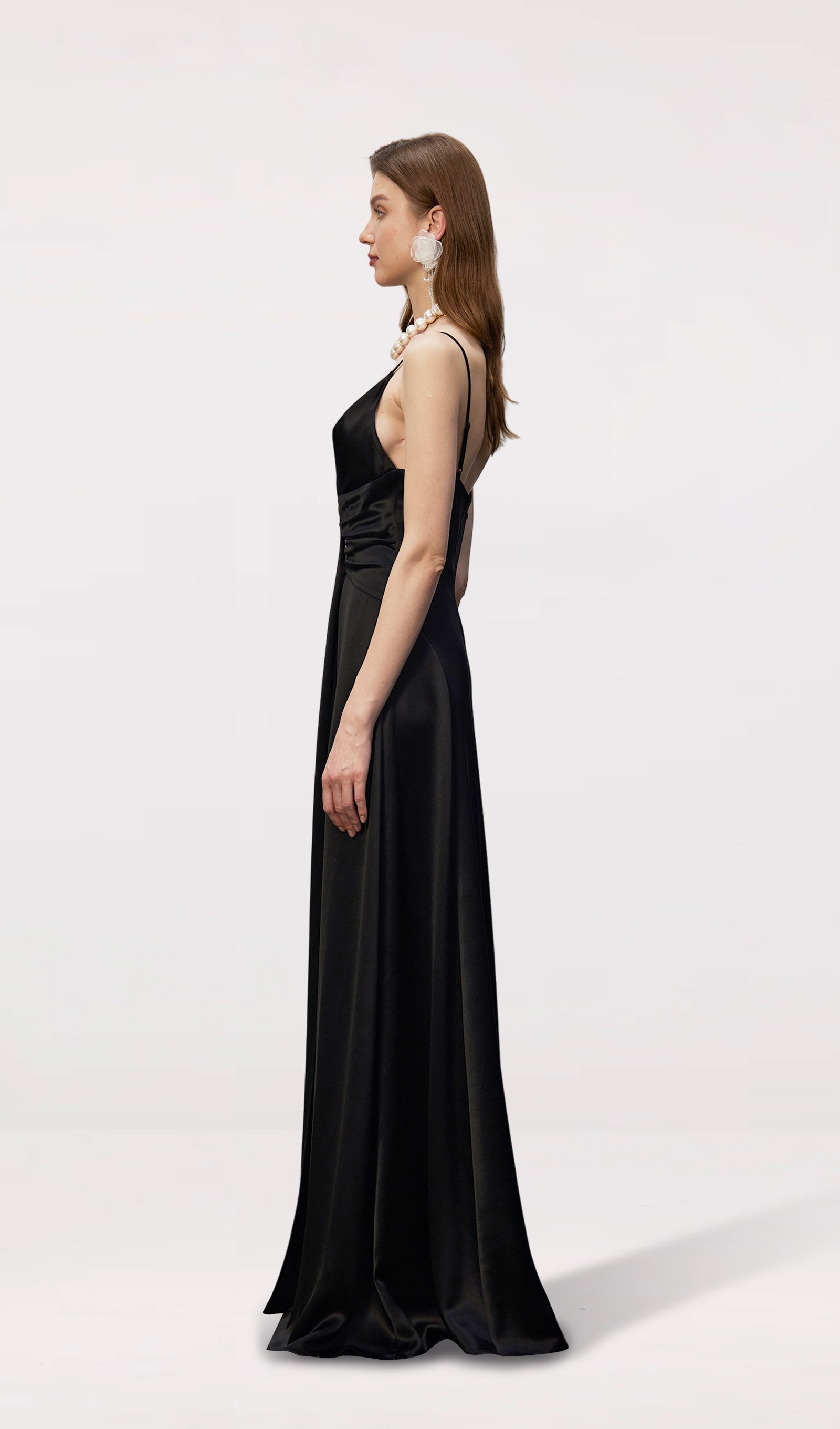 Strappy Satin Evening Maxi Dress