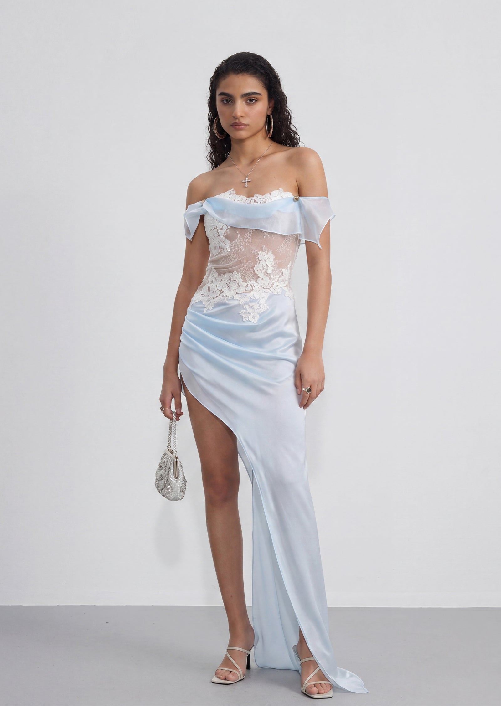Ventosa Asymmetrical Dress In Baby Blue
